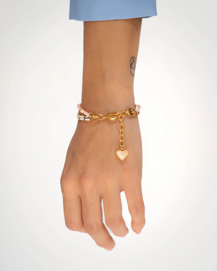 Pulsera Nacar Corazón + Aretes