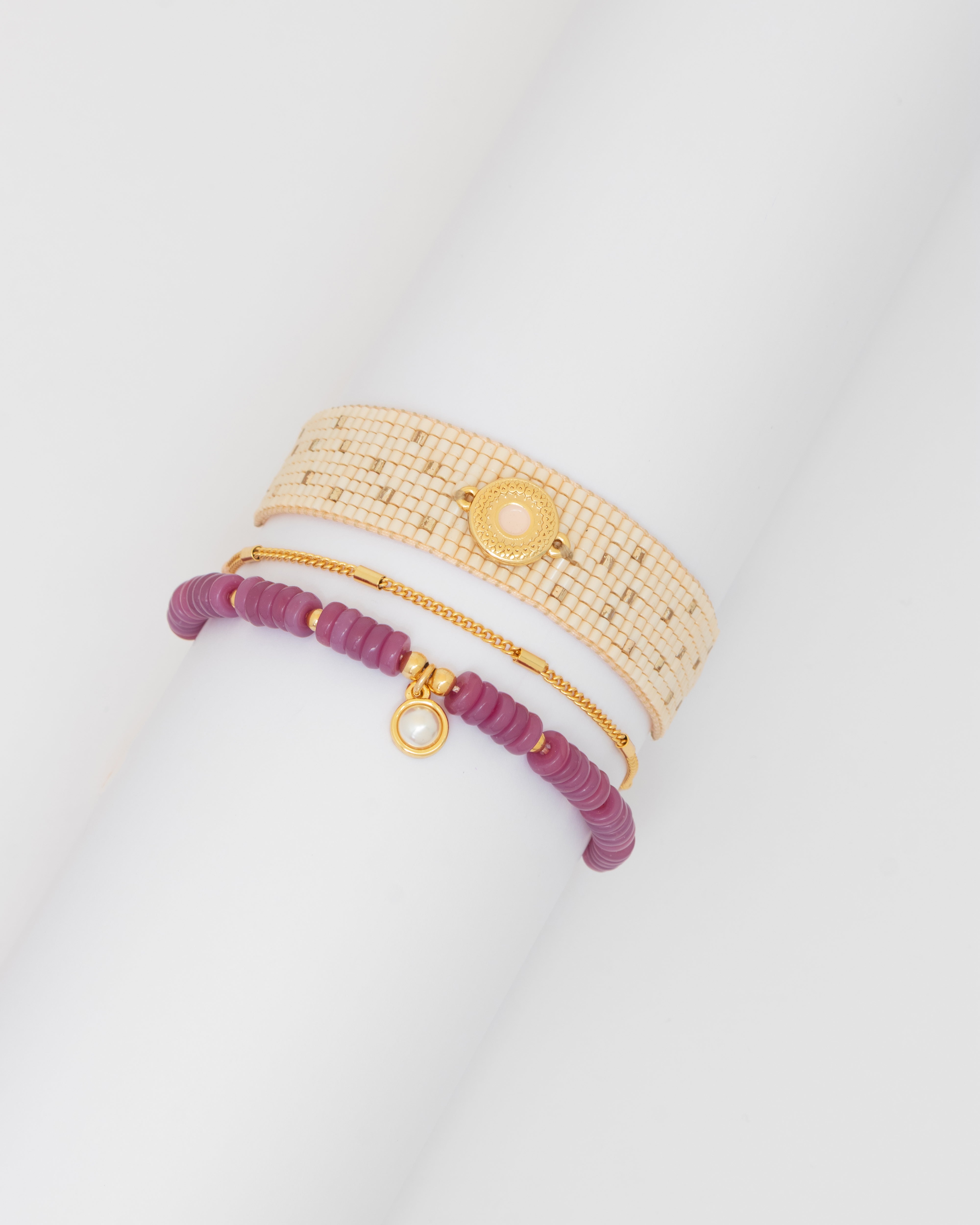 Set x 3 Pulseras Tejida perla