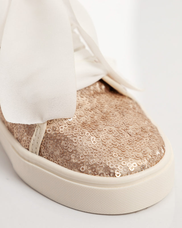 Tenis Bajo Lentejuelas Oro Rosa