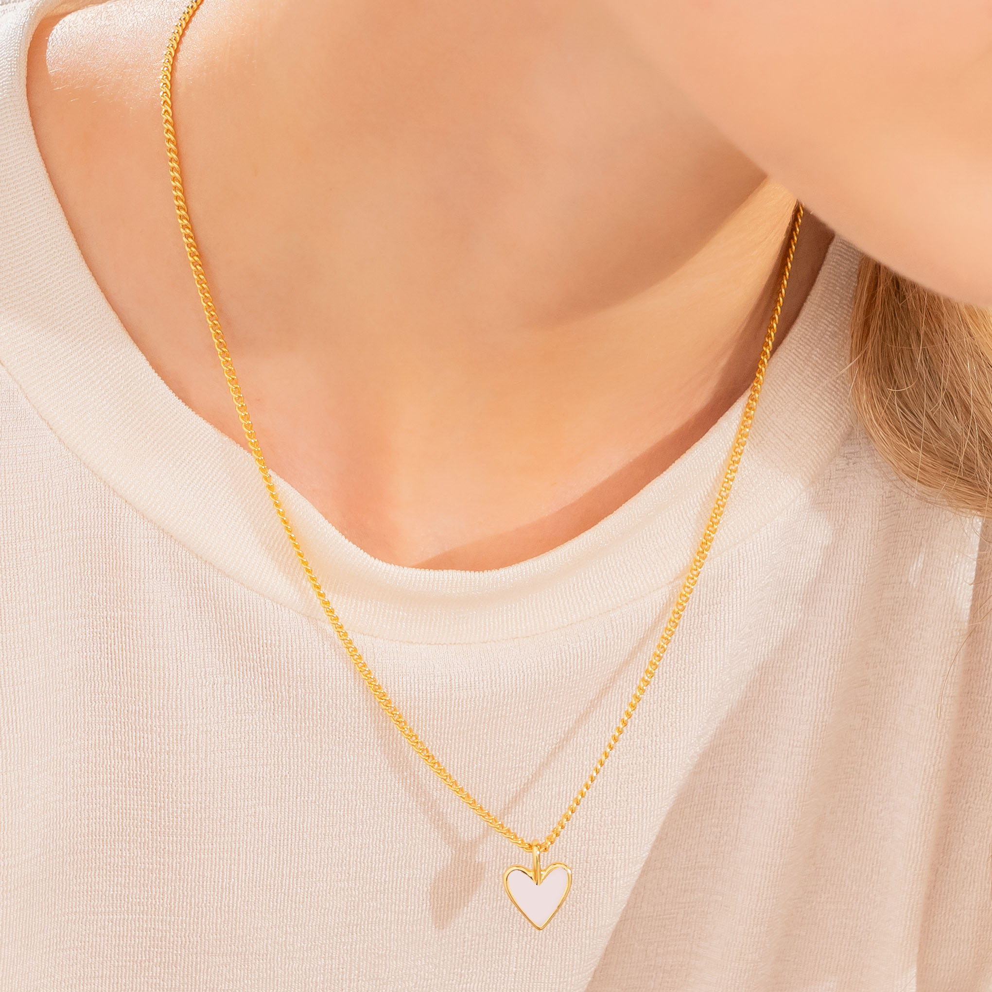 Set Collar + Aretes Corazón Rosa Pálido