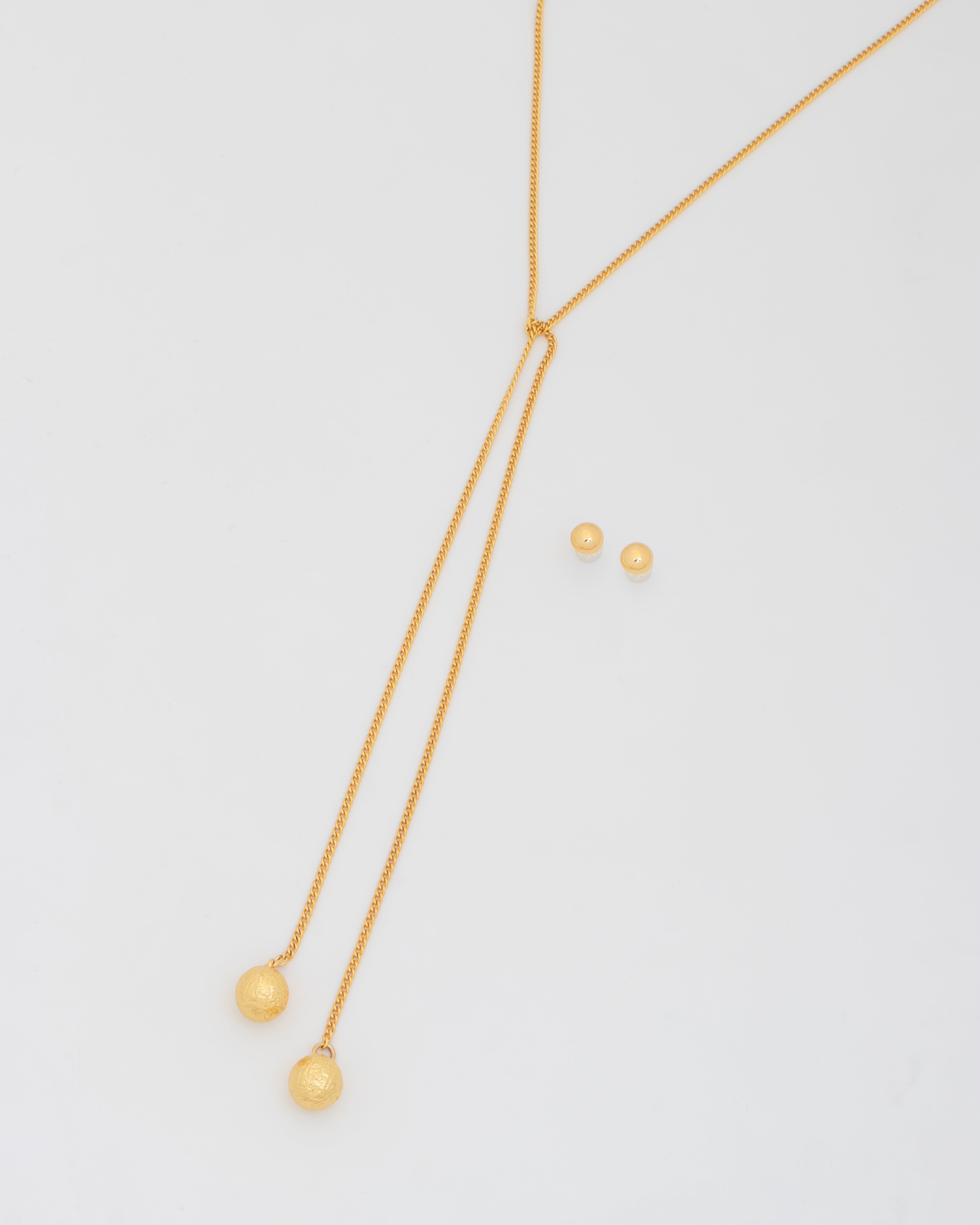 Collar Corbatin Esferas + Aretes