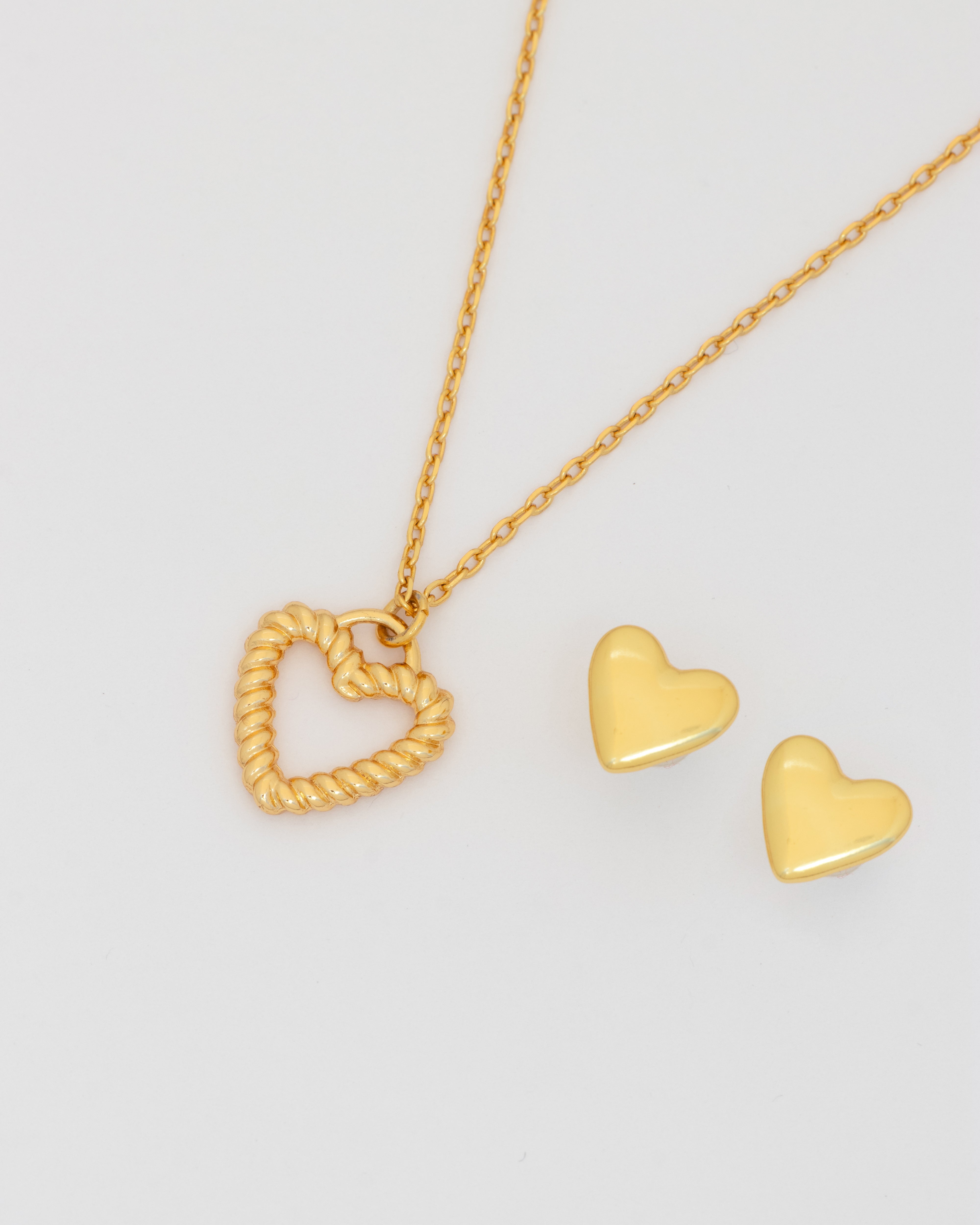 Collar Corazón Entorchado + Aretes