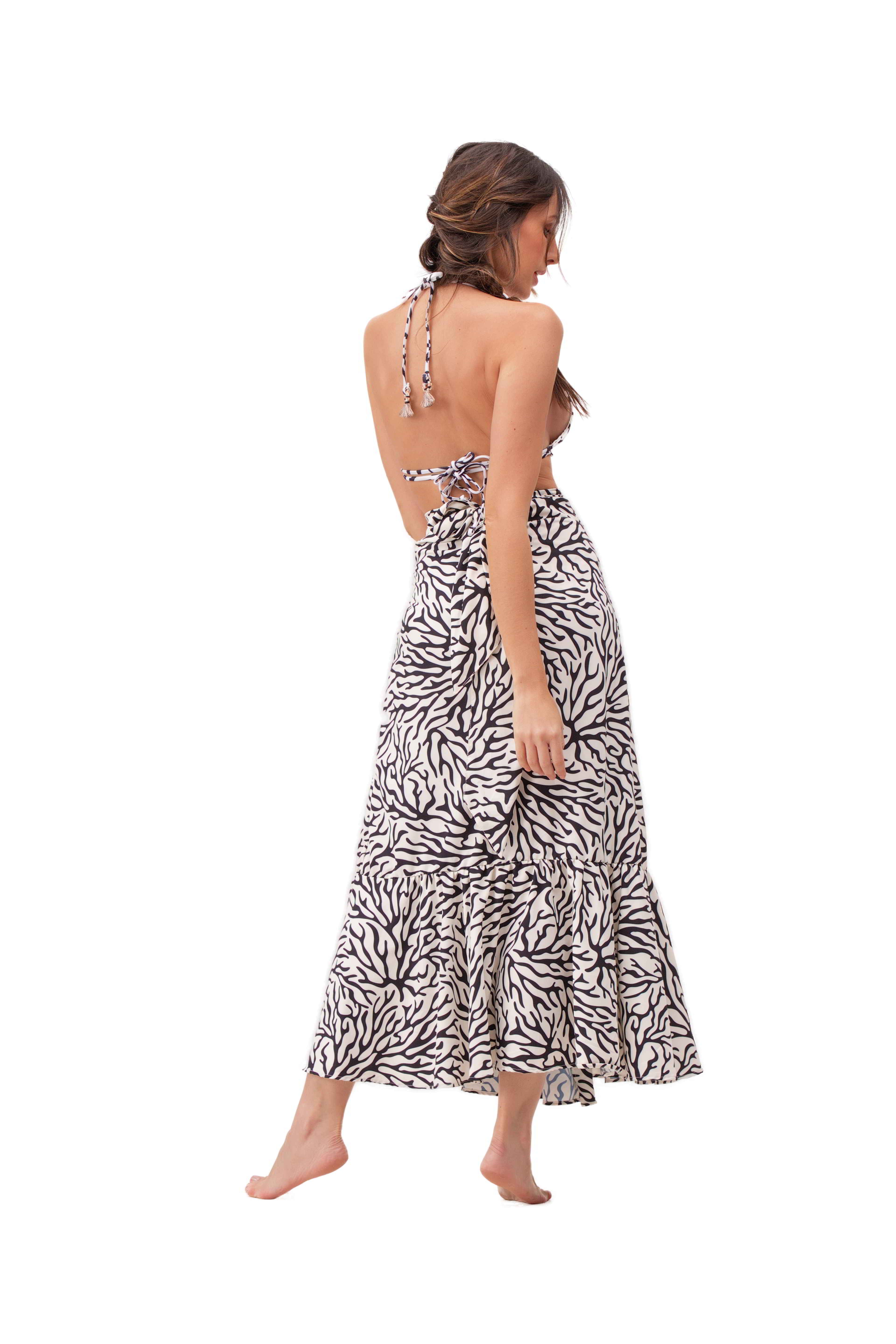Falda Priscilla Print Mar Negro