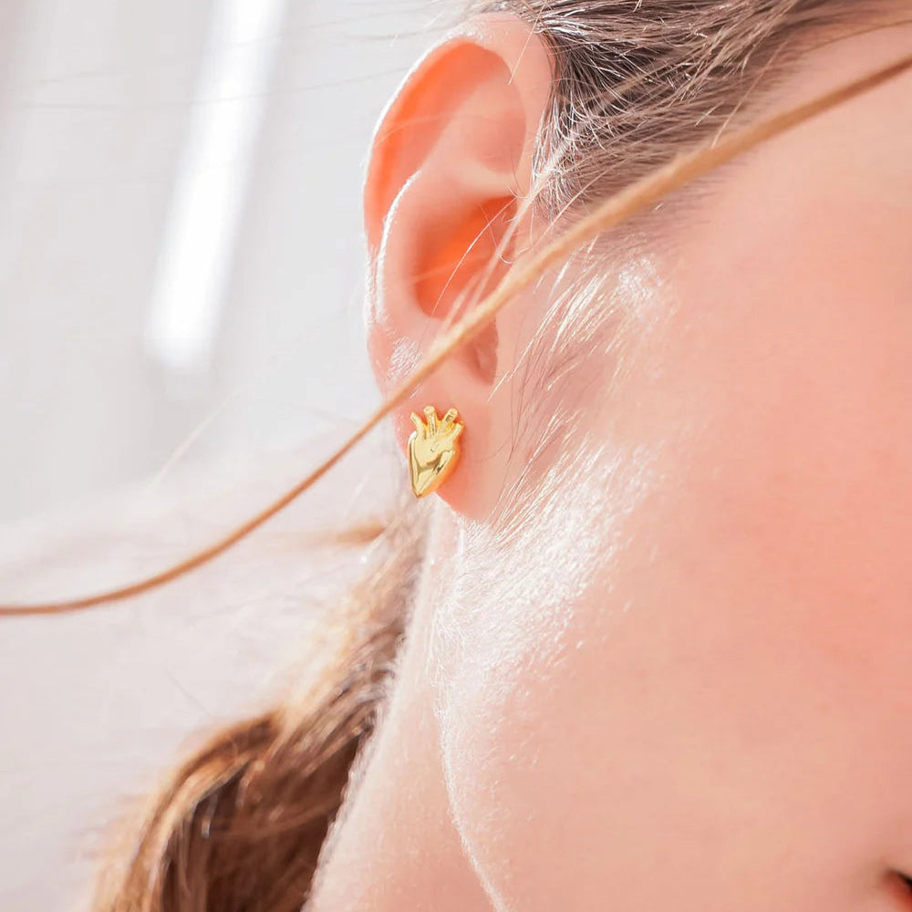 Aretes Corazón Anatómico Oro