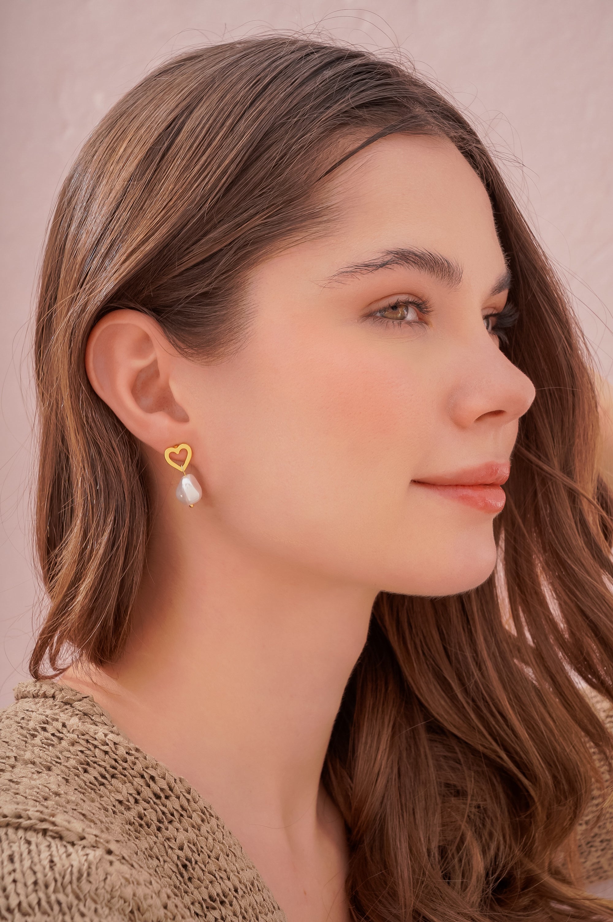 Aretes Corazón Perla