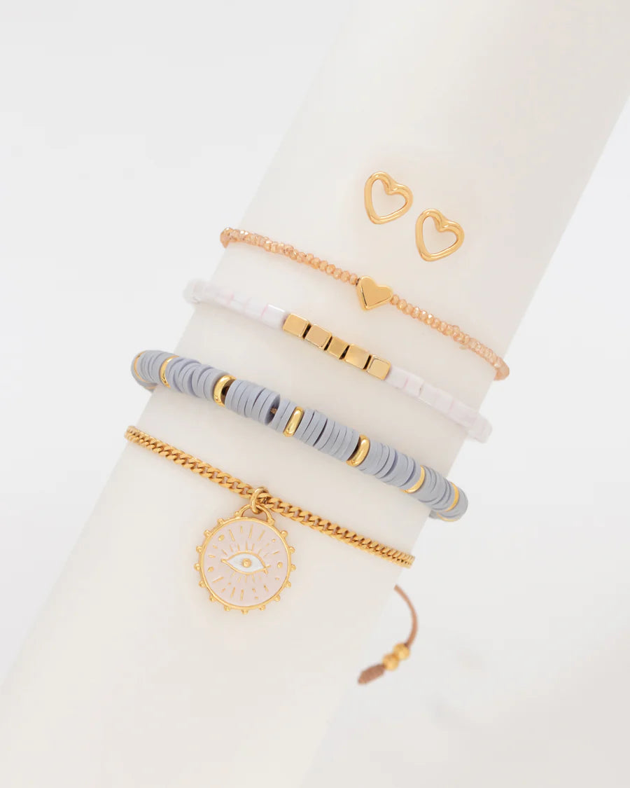 Set x4 Pulseras Intuicion Cristal + Aretes