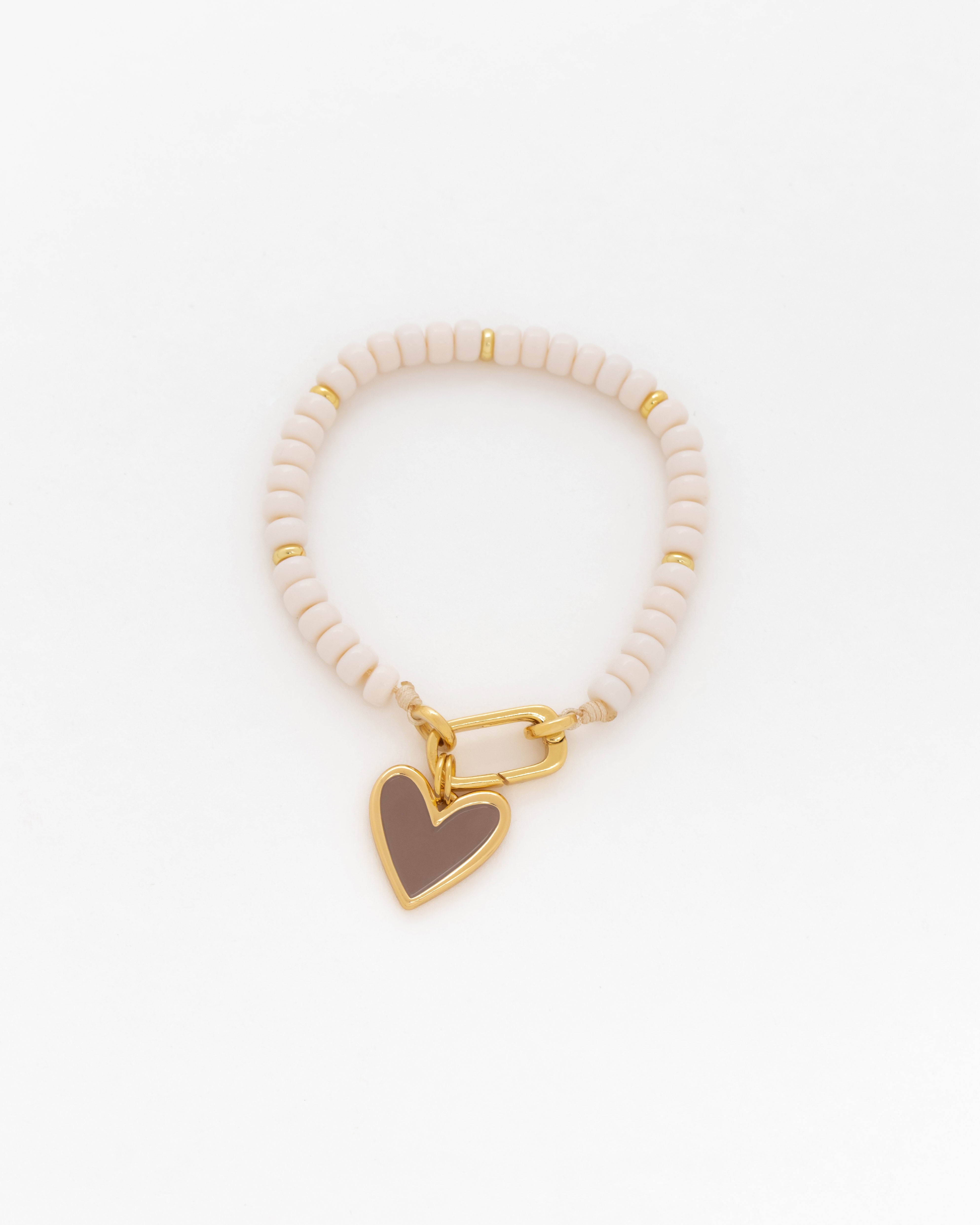 Pulsera Maxi Corazón Moca + Aretes