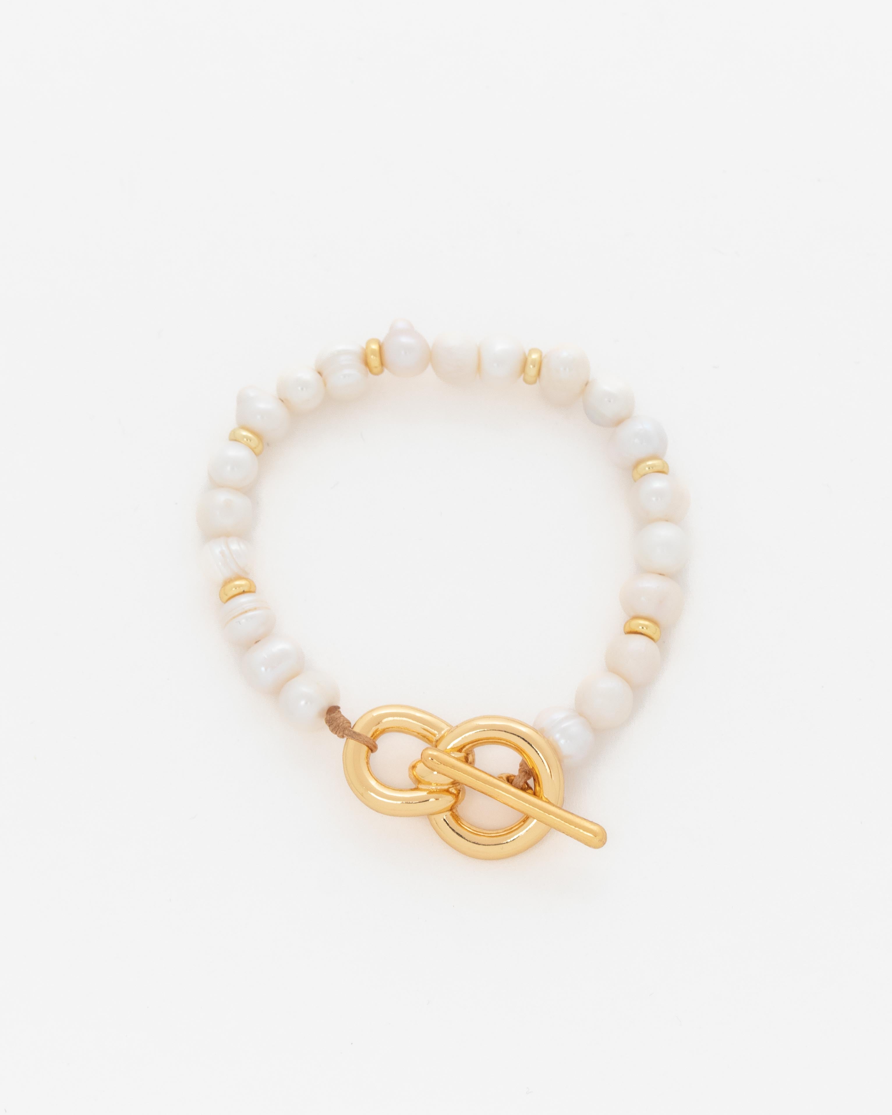 Pulsera Perla Eslabon Lazo Maxi + Aretes