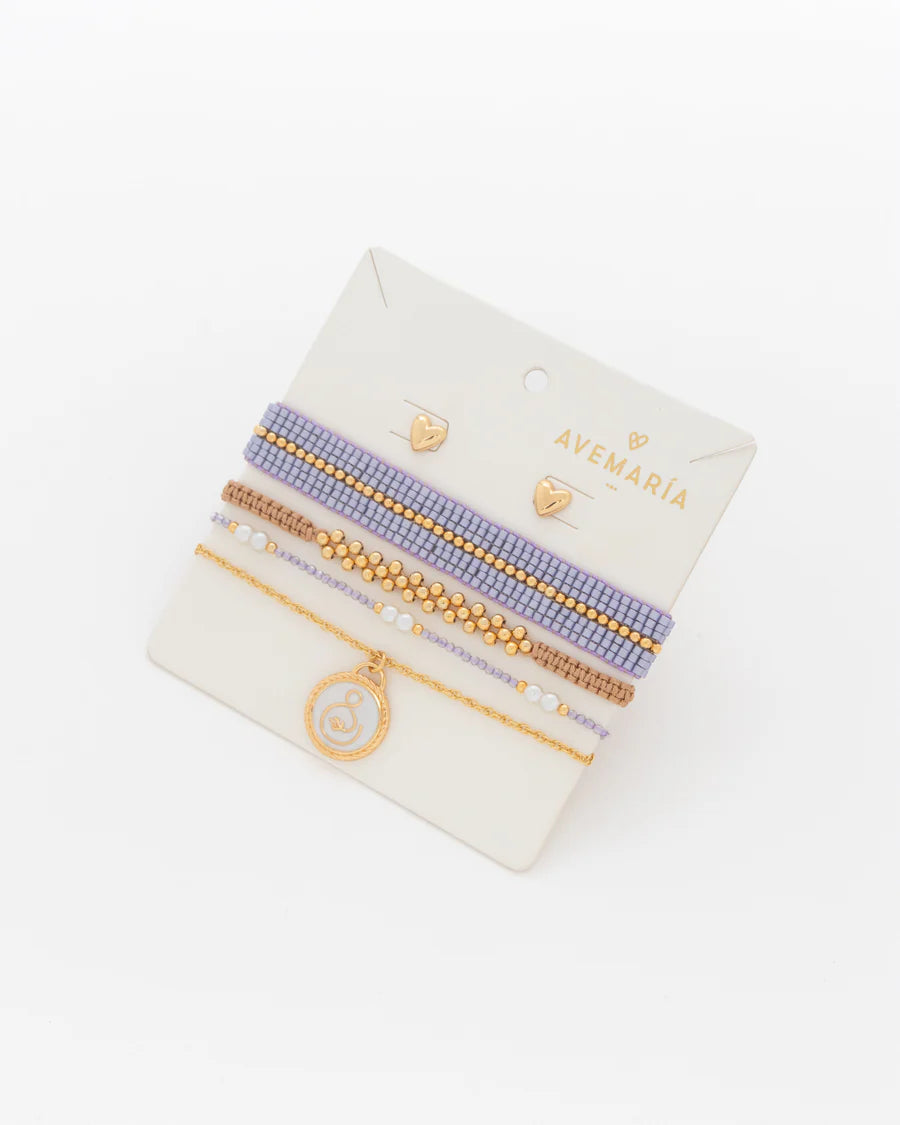 Set x3 Pulseras Corazón Enlazado + Aretes