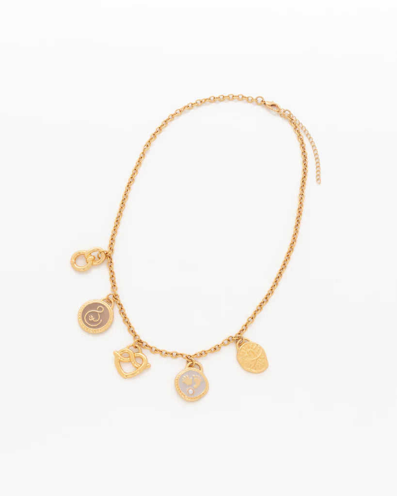 Collar Multicharms Lazos De Amor + Aretes