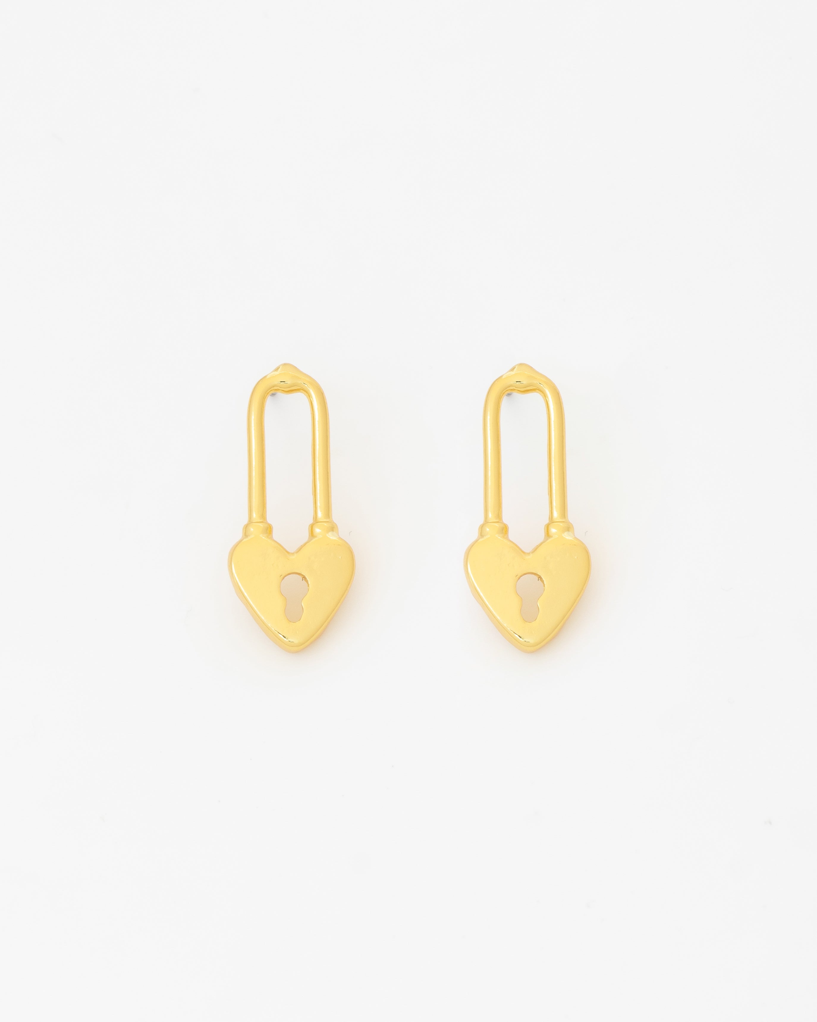 Aretes Candado Corazón Gold