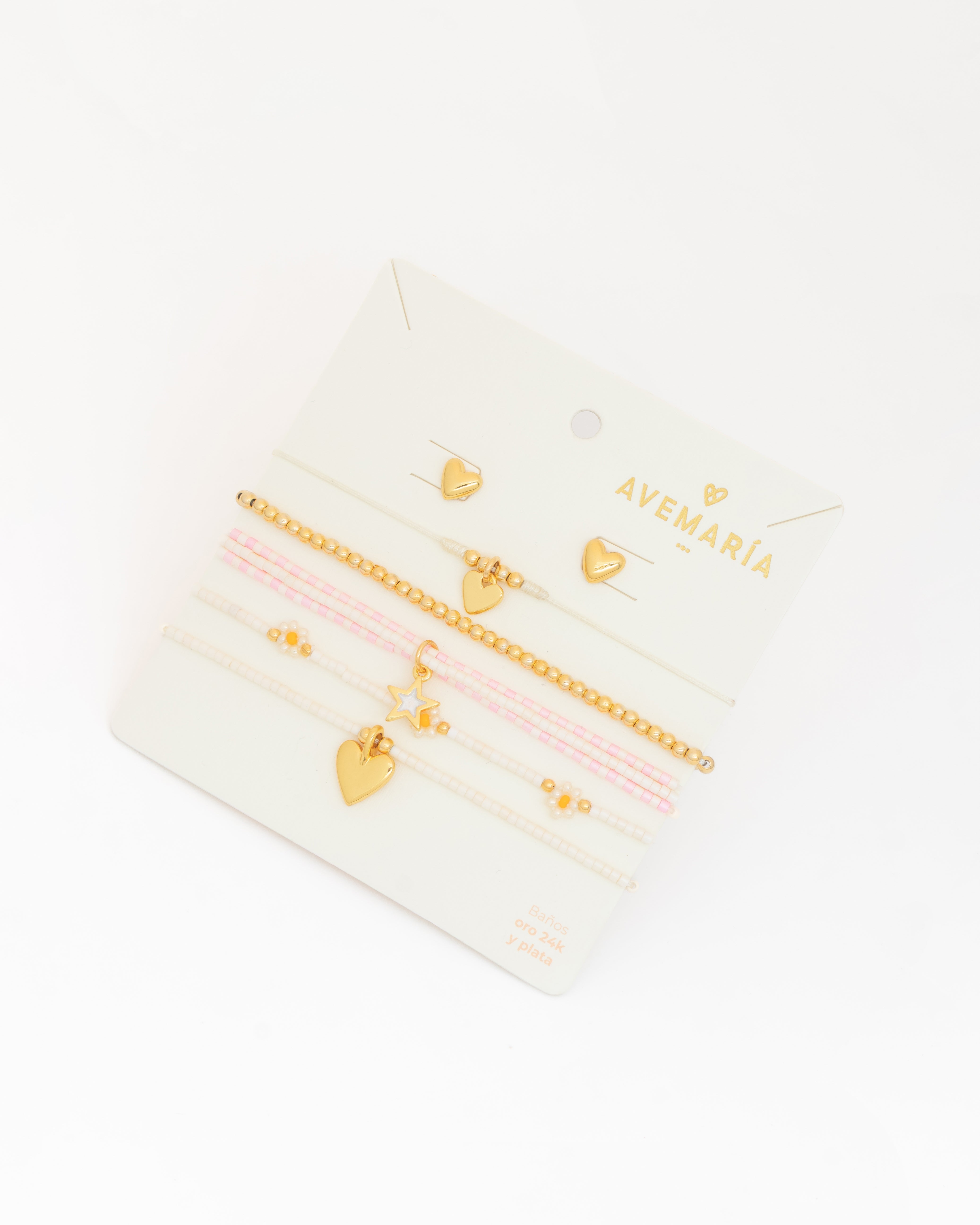 Set X5 Pulseras Margaritas + Aretes