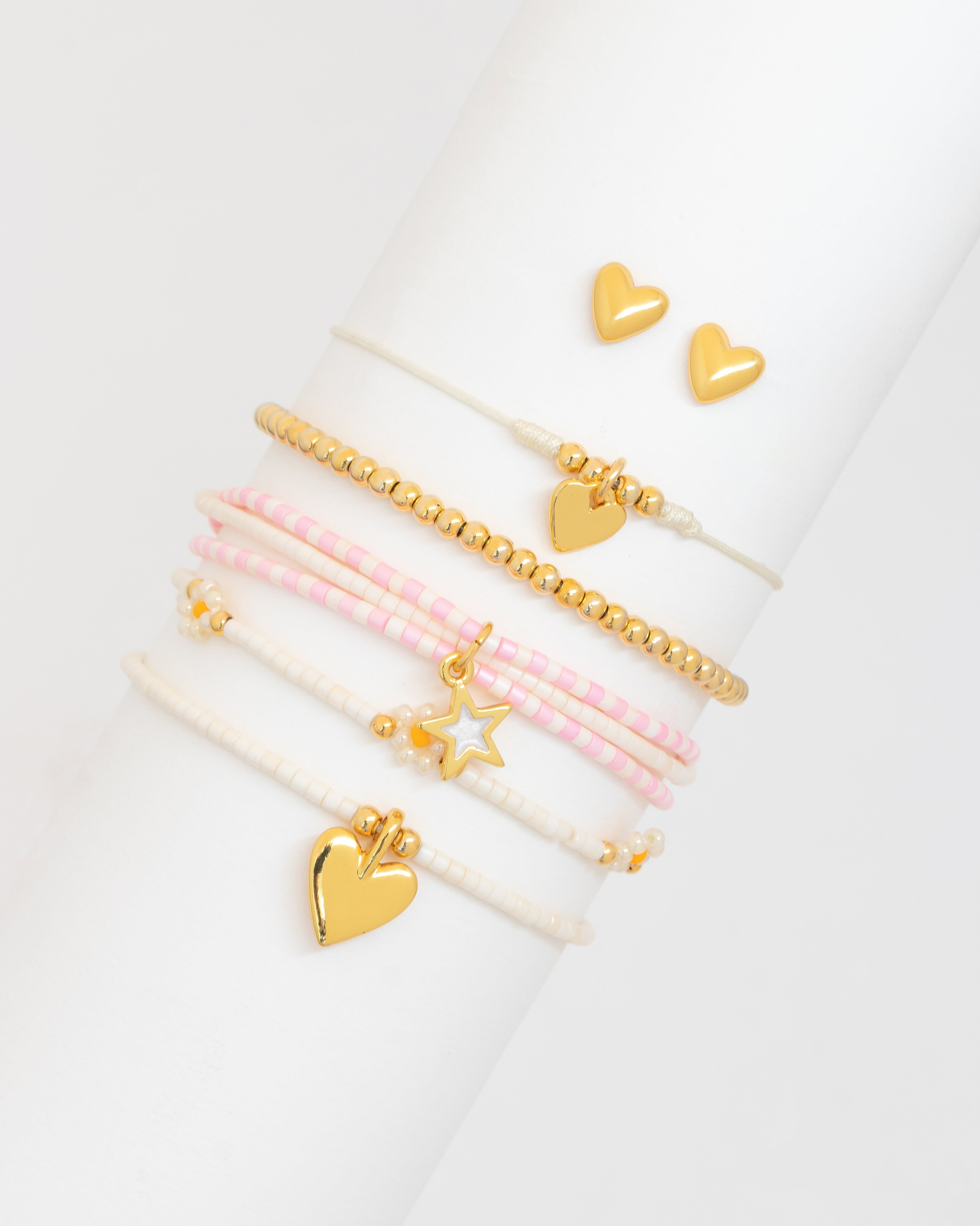 Set X5 Pulseras Margaritas + Aretes