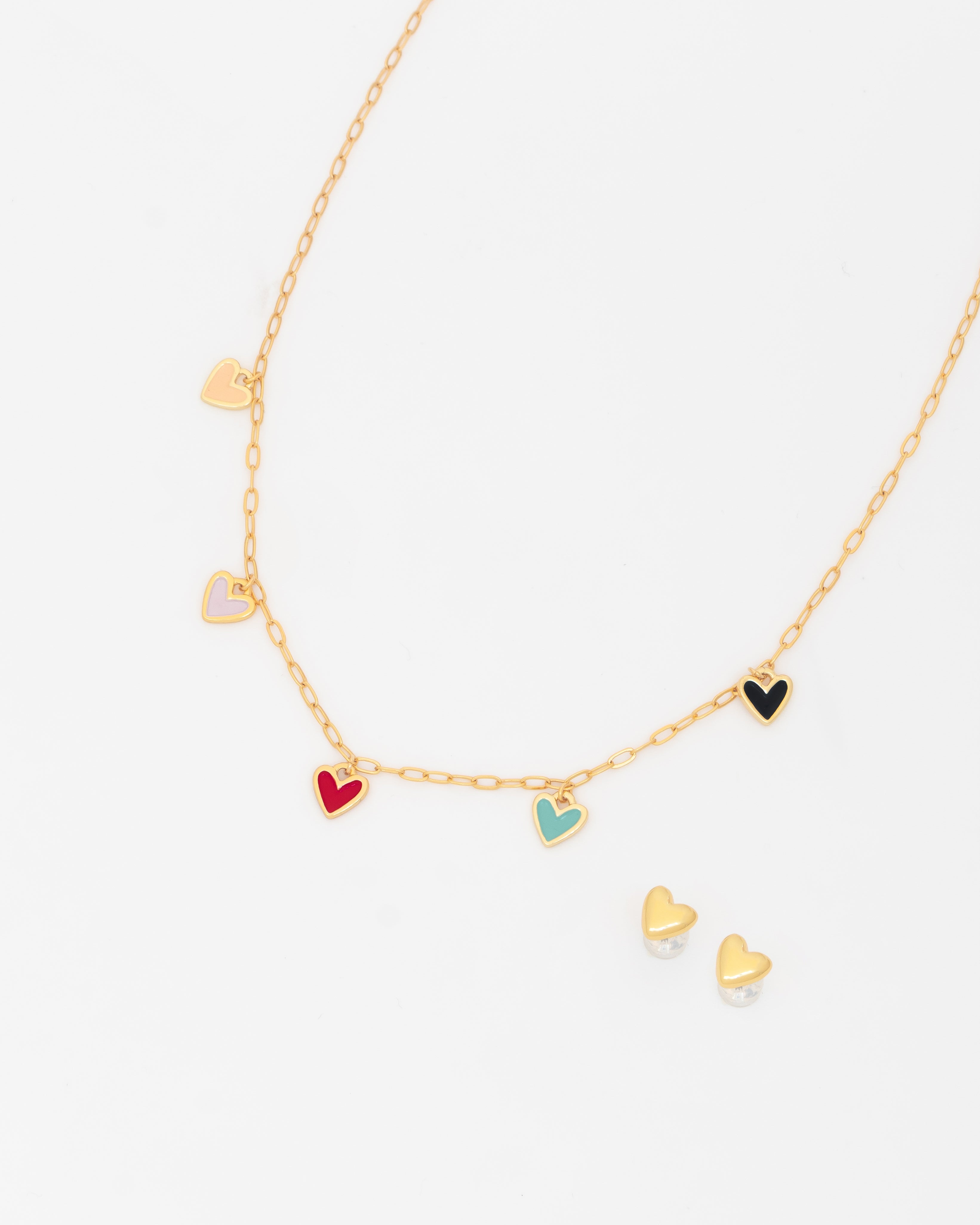 Cadena Corazones Multicolor + Aretes