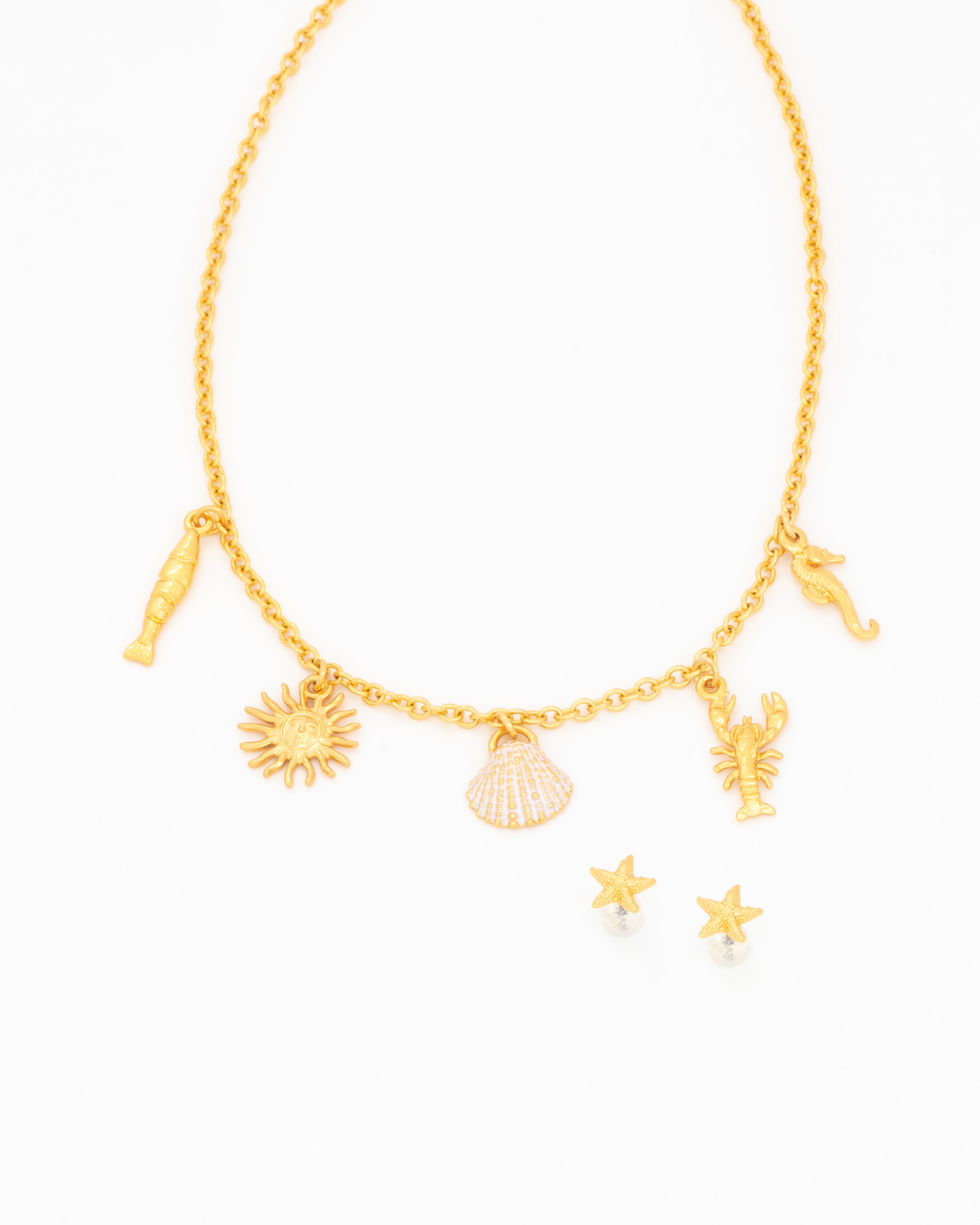 Collar Multicharms Verano + Aretes
