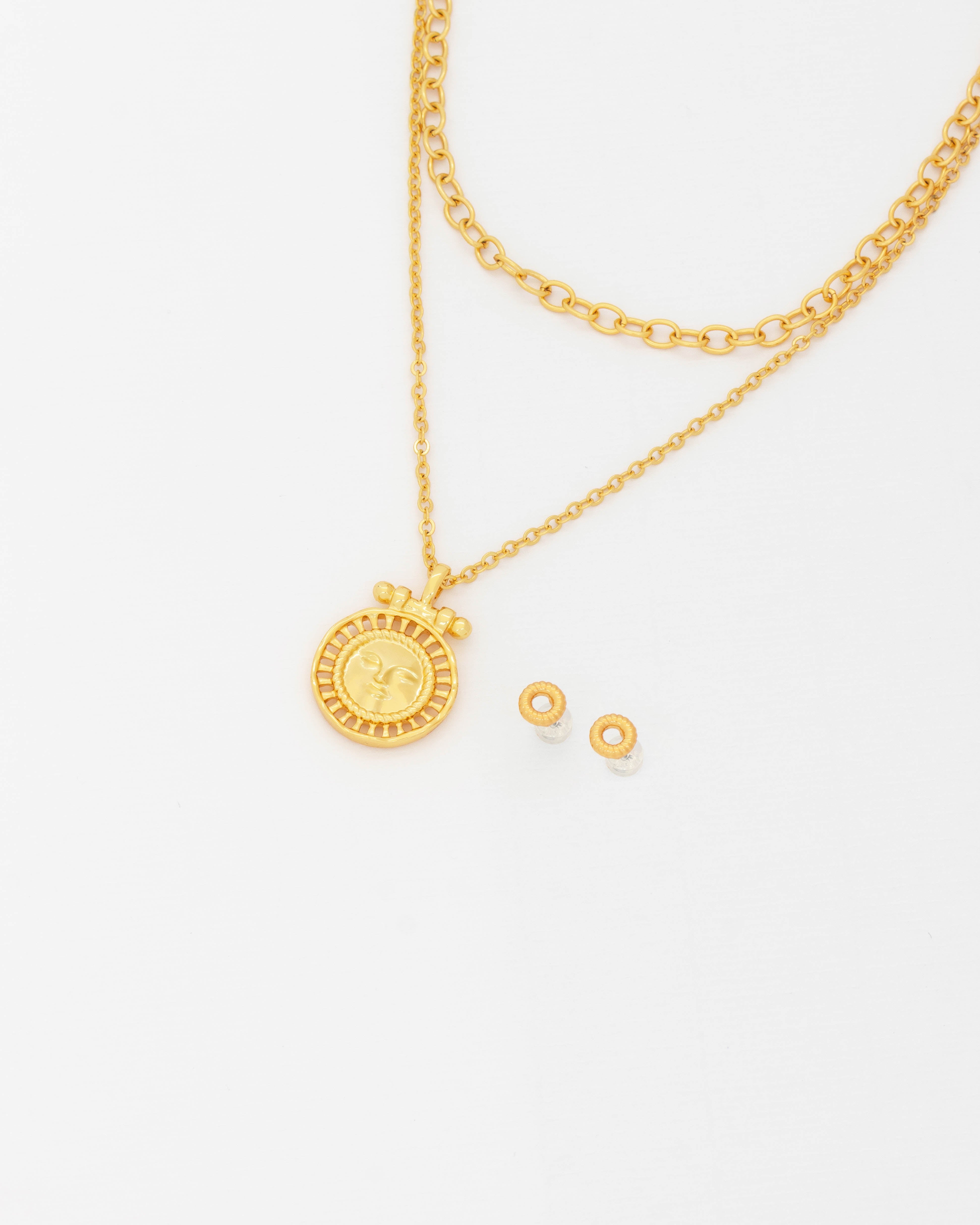 Set X2 Collares Cara Sol + Aretes