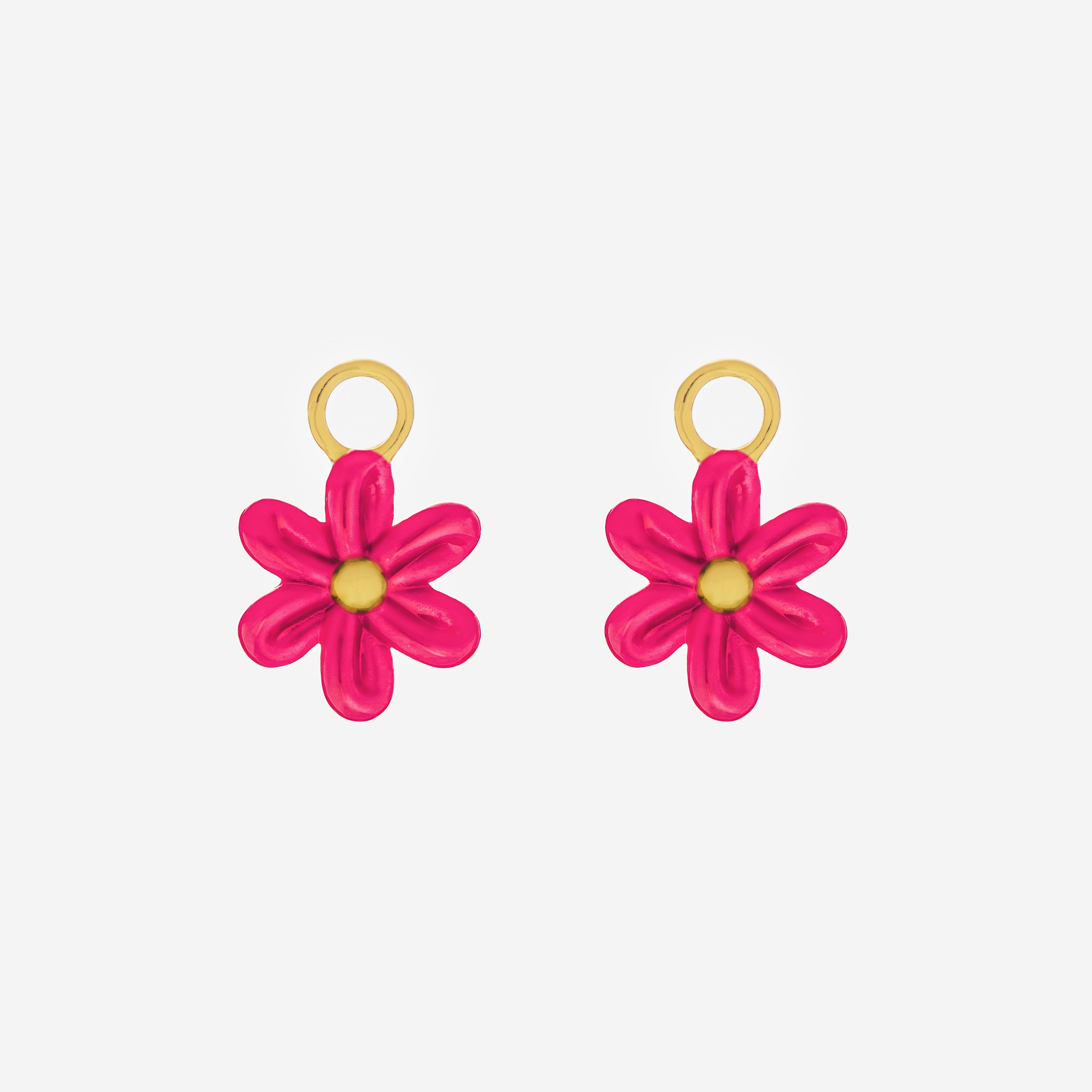Dijes Mini  para Argollas Flor Fucsia