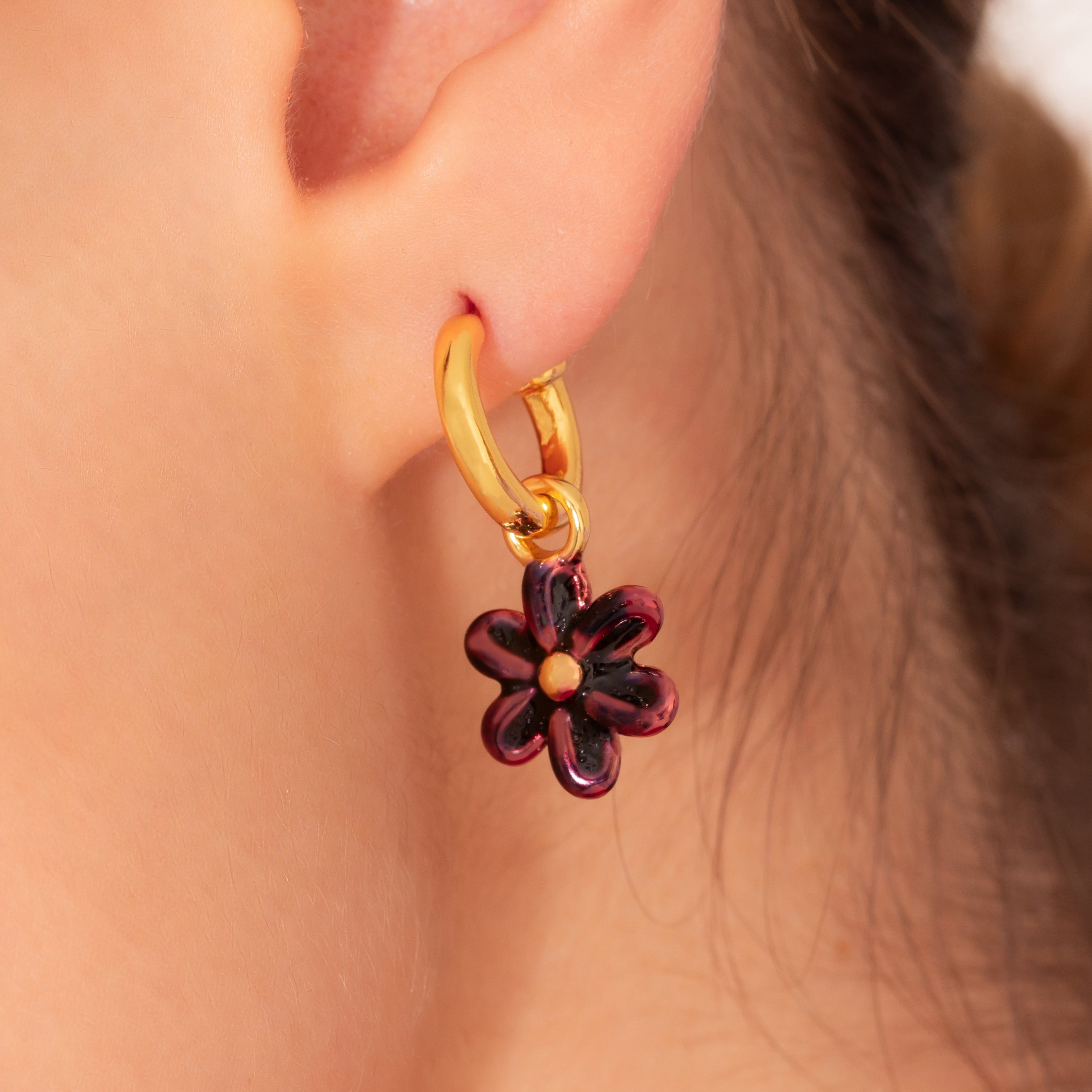 Dijes Mini para  Argollas Flor  Morada