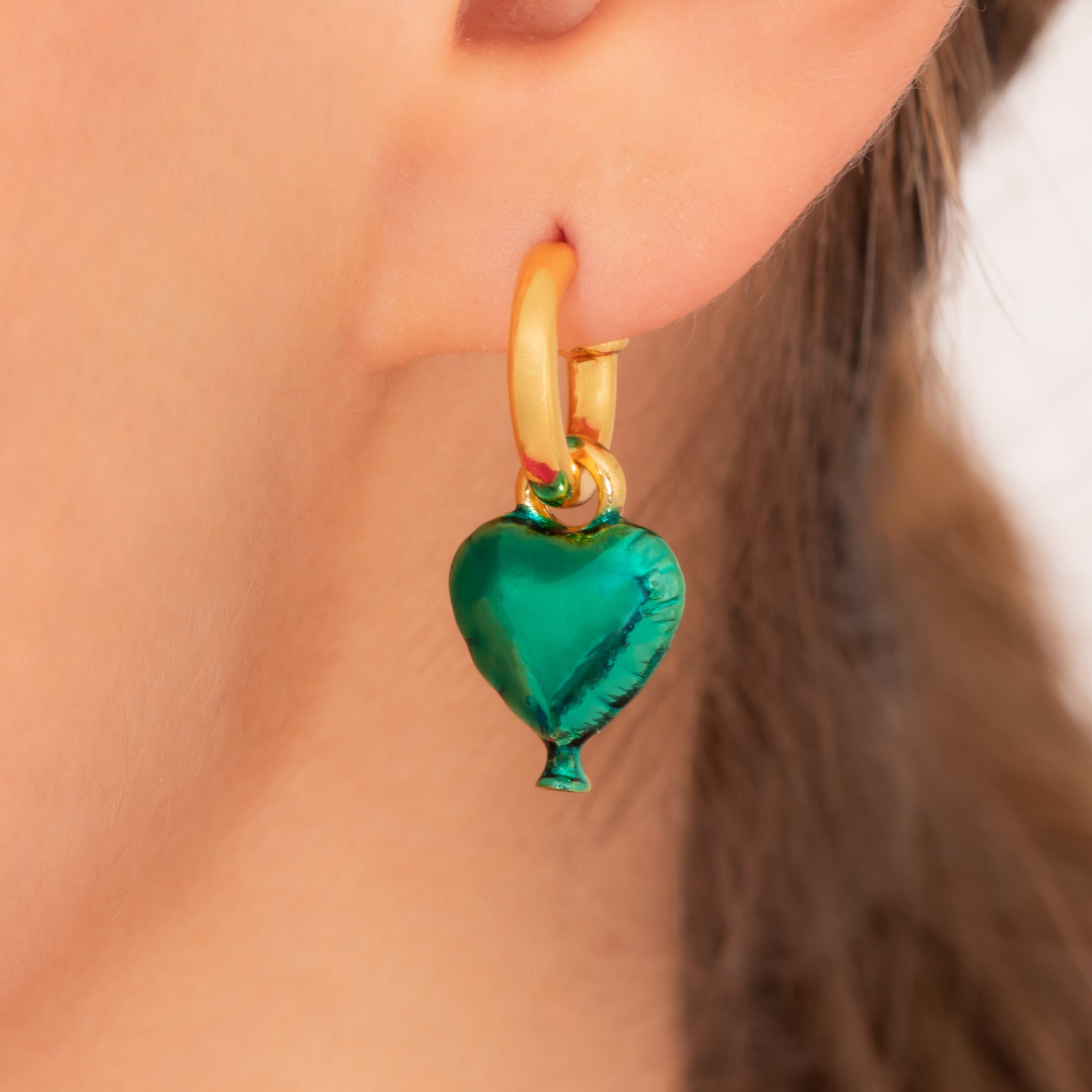 Dijes Mini  para Argollas  Corazón VERDE