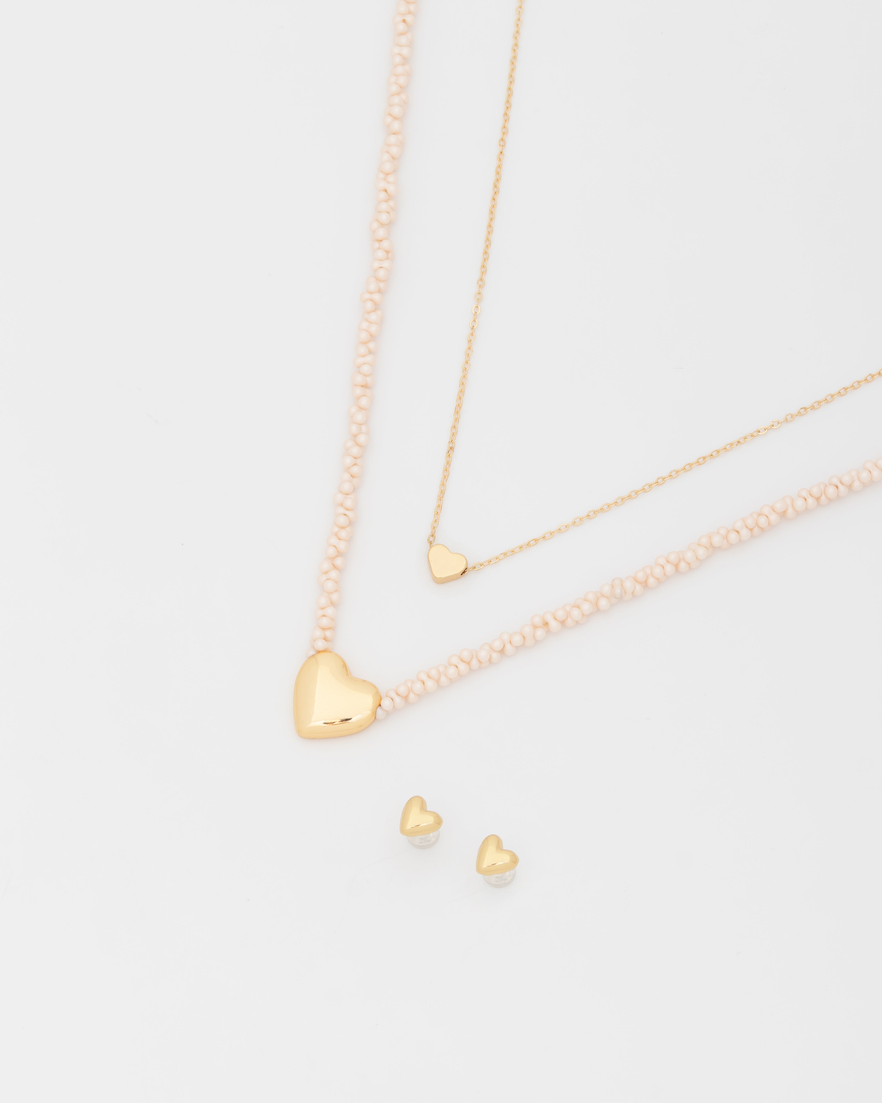 Set X2 Collares Corazón + Aretes