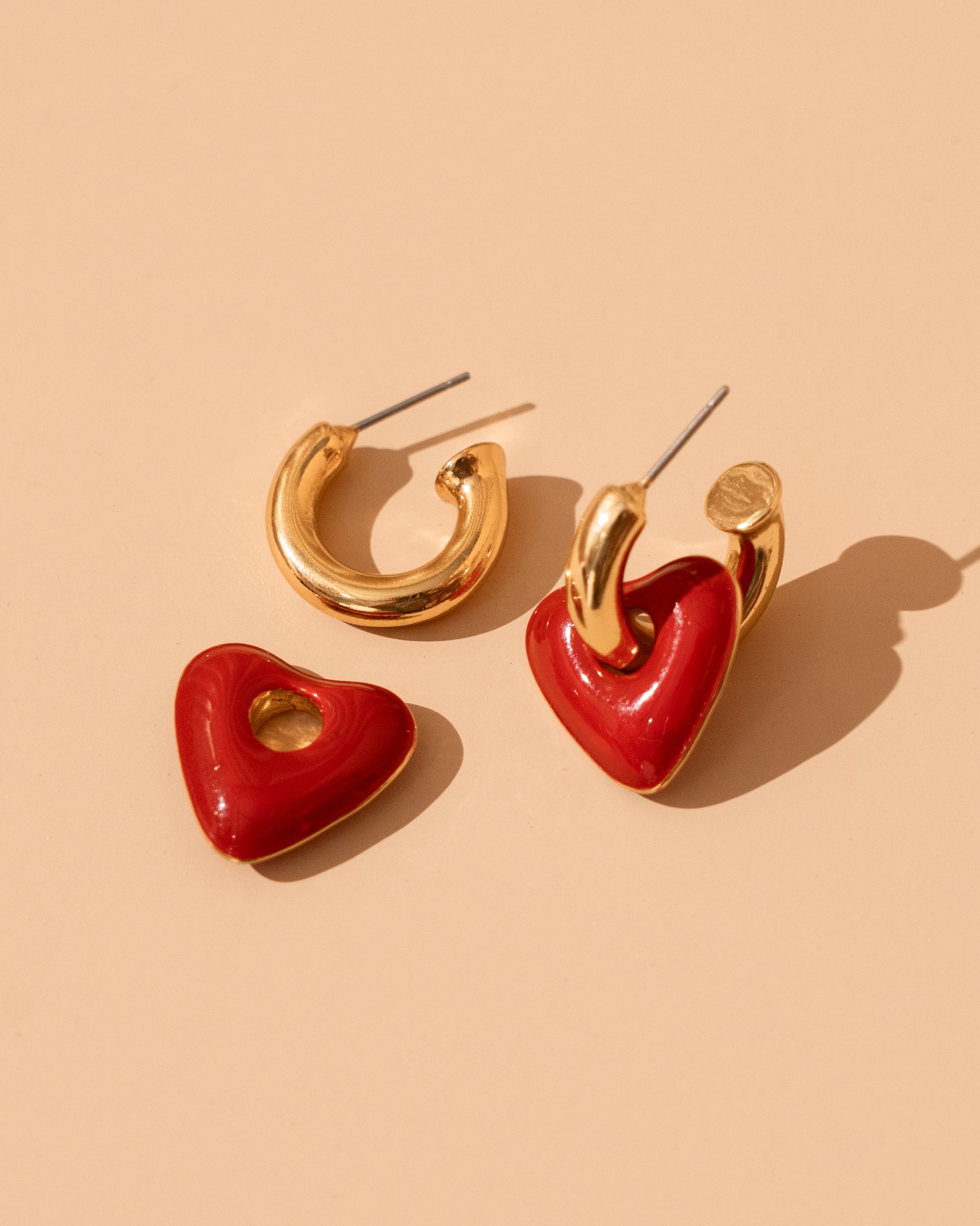 Argollas 2 en 1 Corazón Rojo