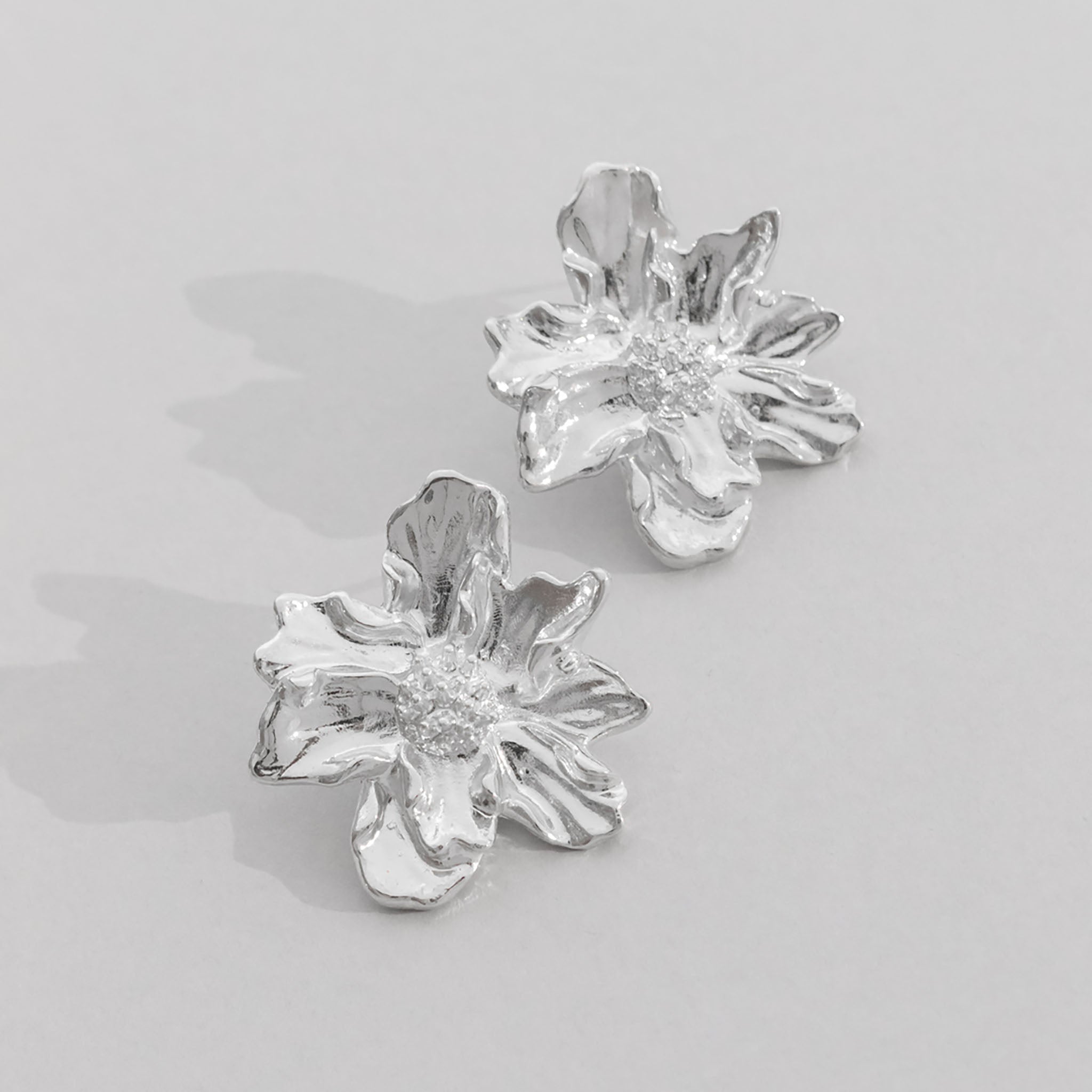Aretes Flor Maxi Plata