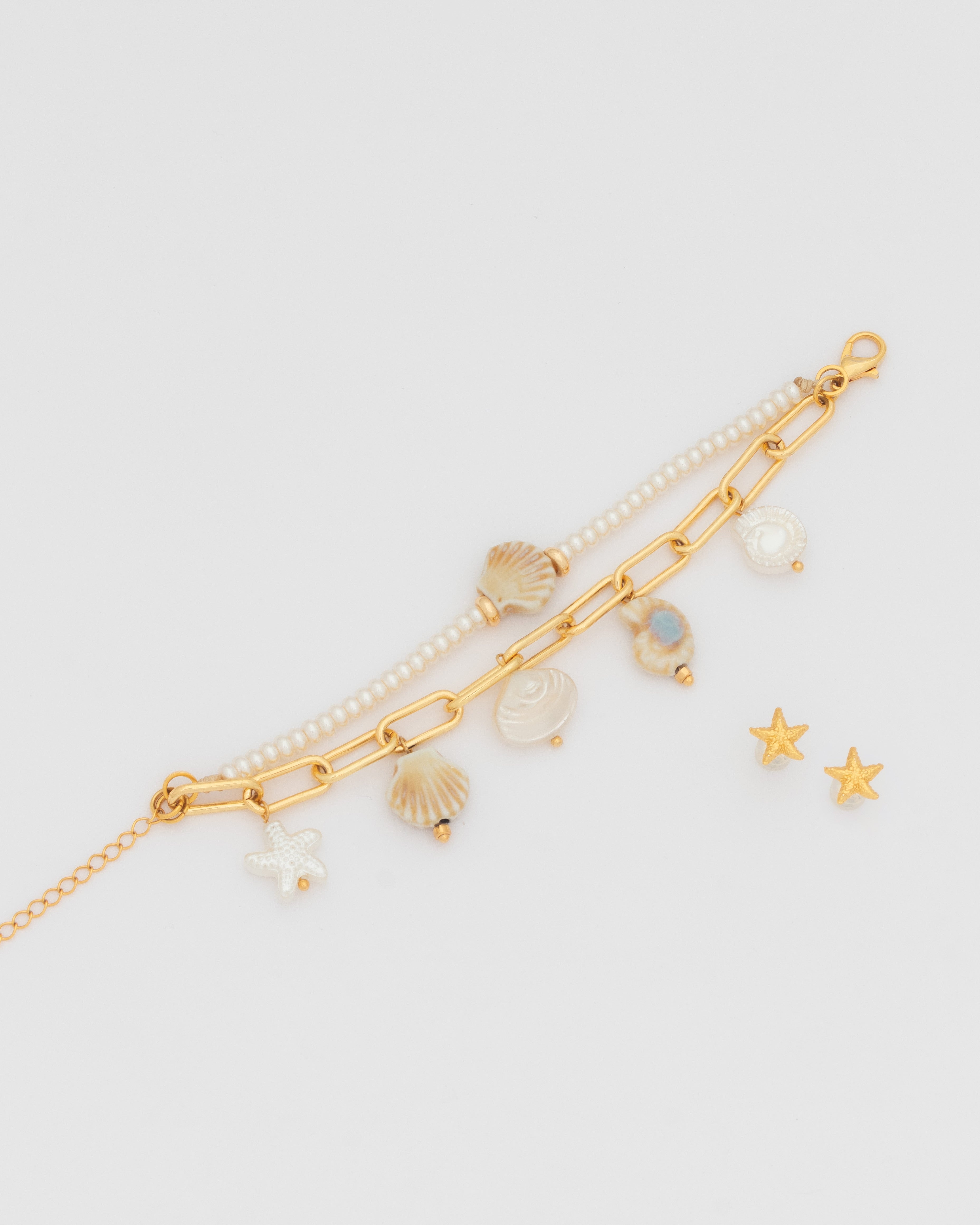 Pulsera 2 en 1 Caracoles + Aretes