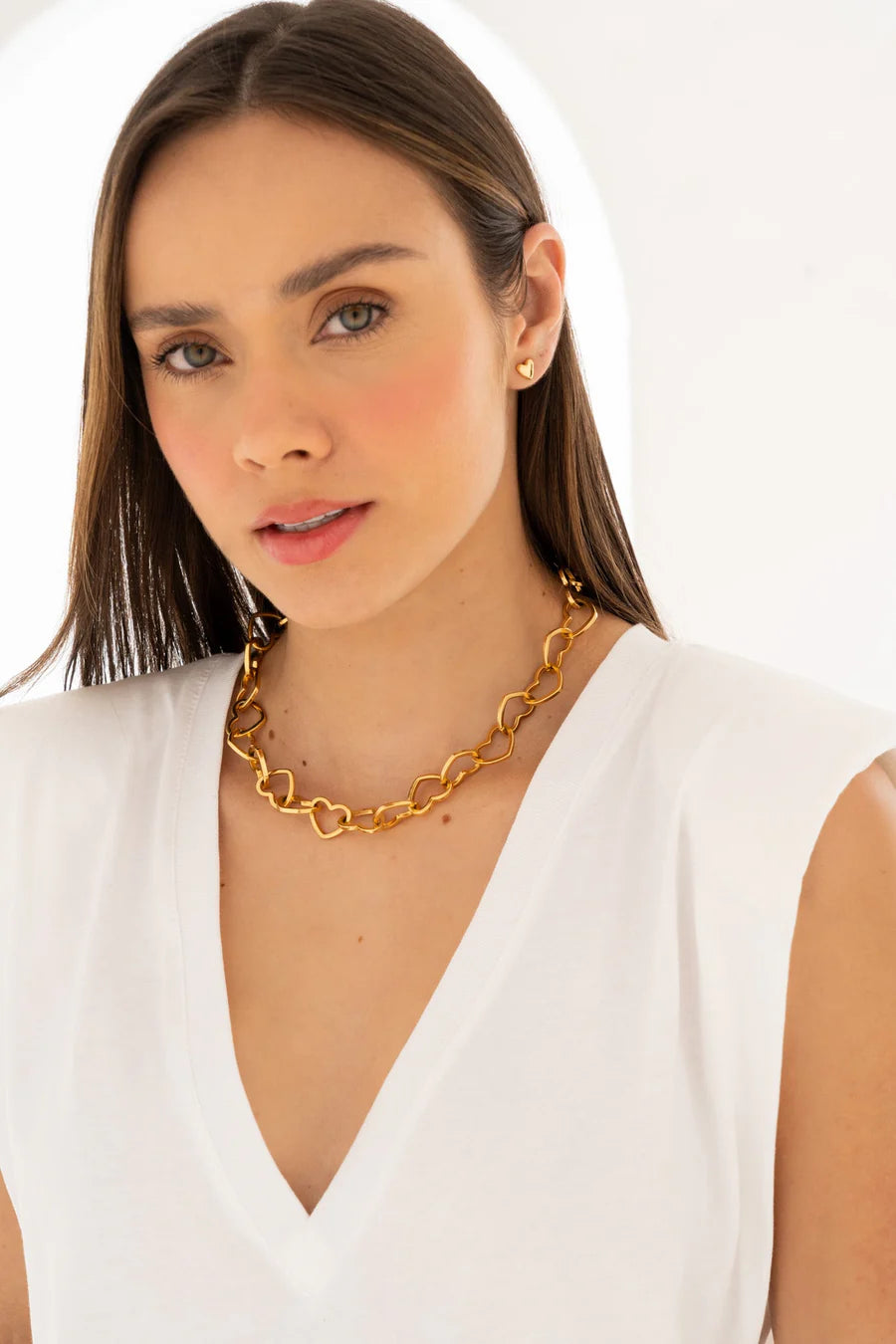 Choker Cadena Corazón + Aretes