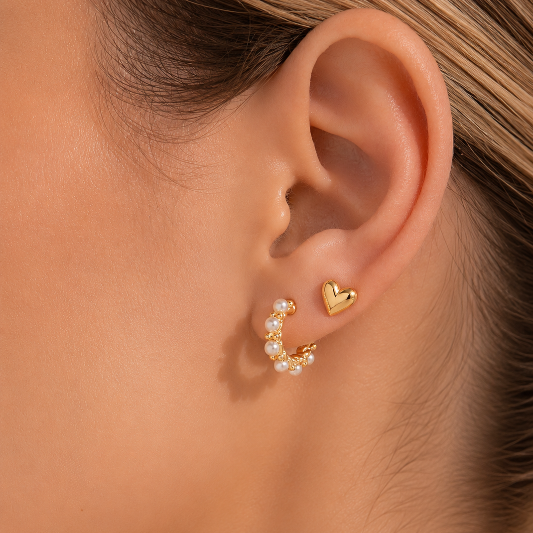 Set X2 Aretes Argolla Perla