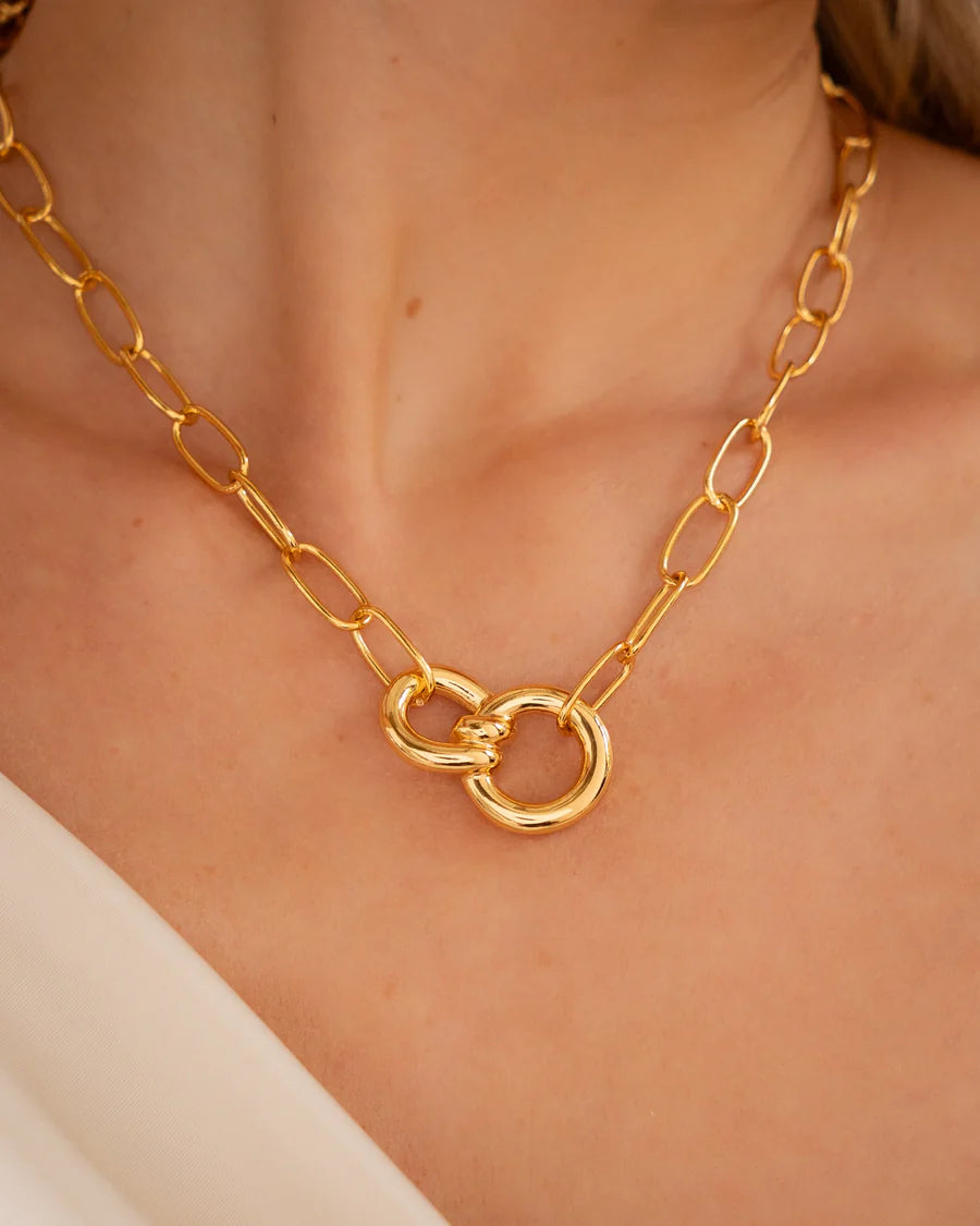 Collar Eslabon Lazo Maxi + Aretes