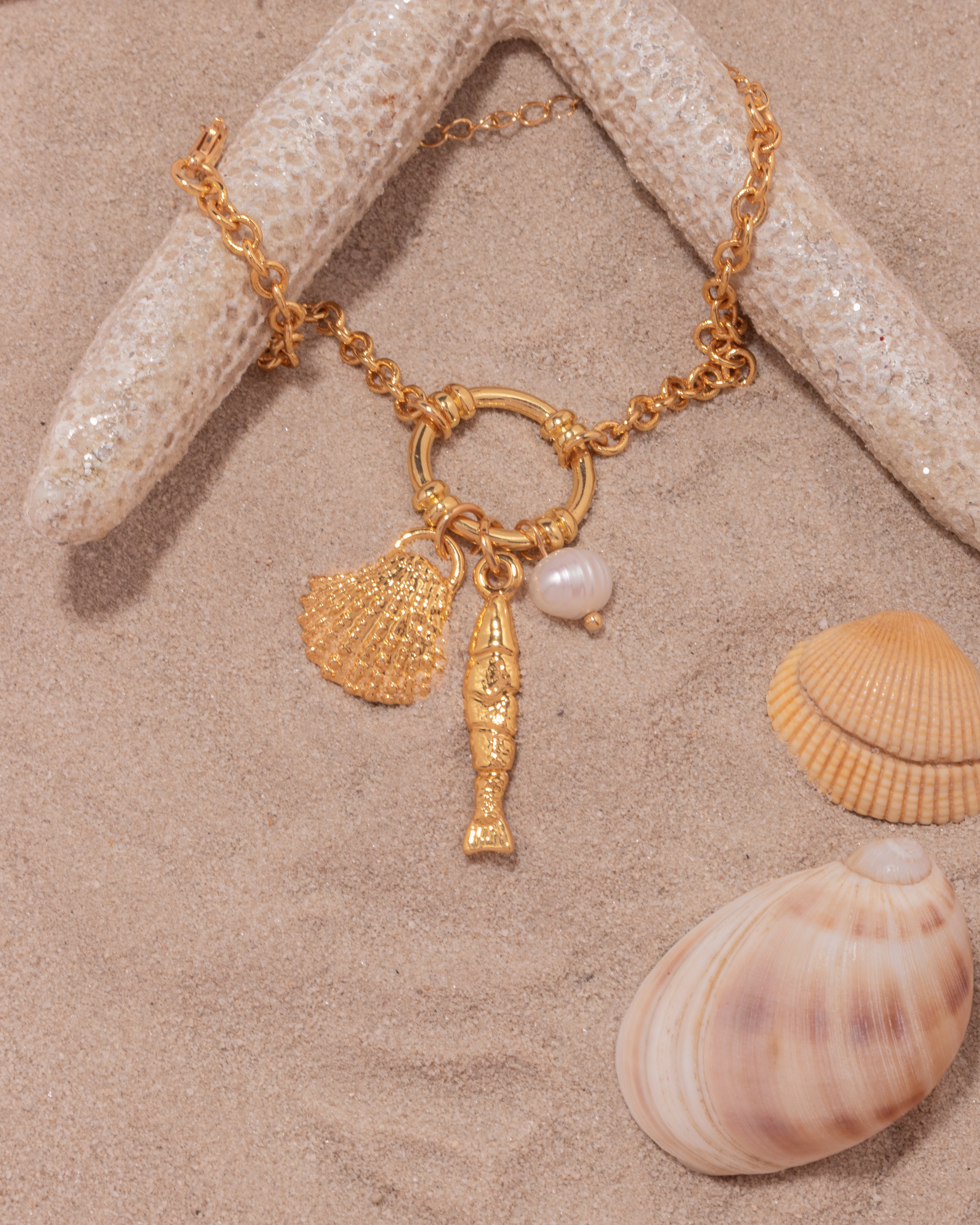 Pulsera Perla Concha + Aretes
