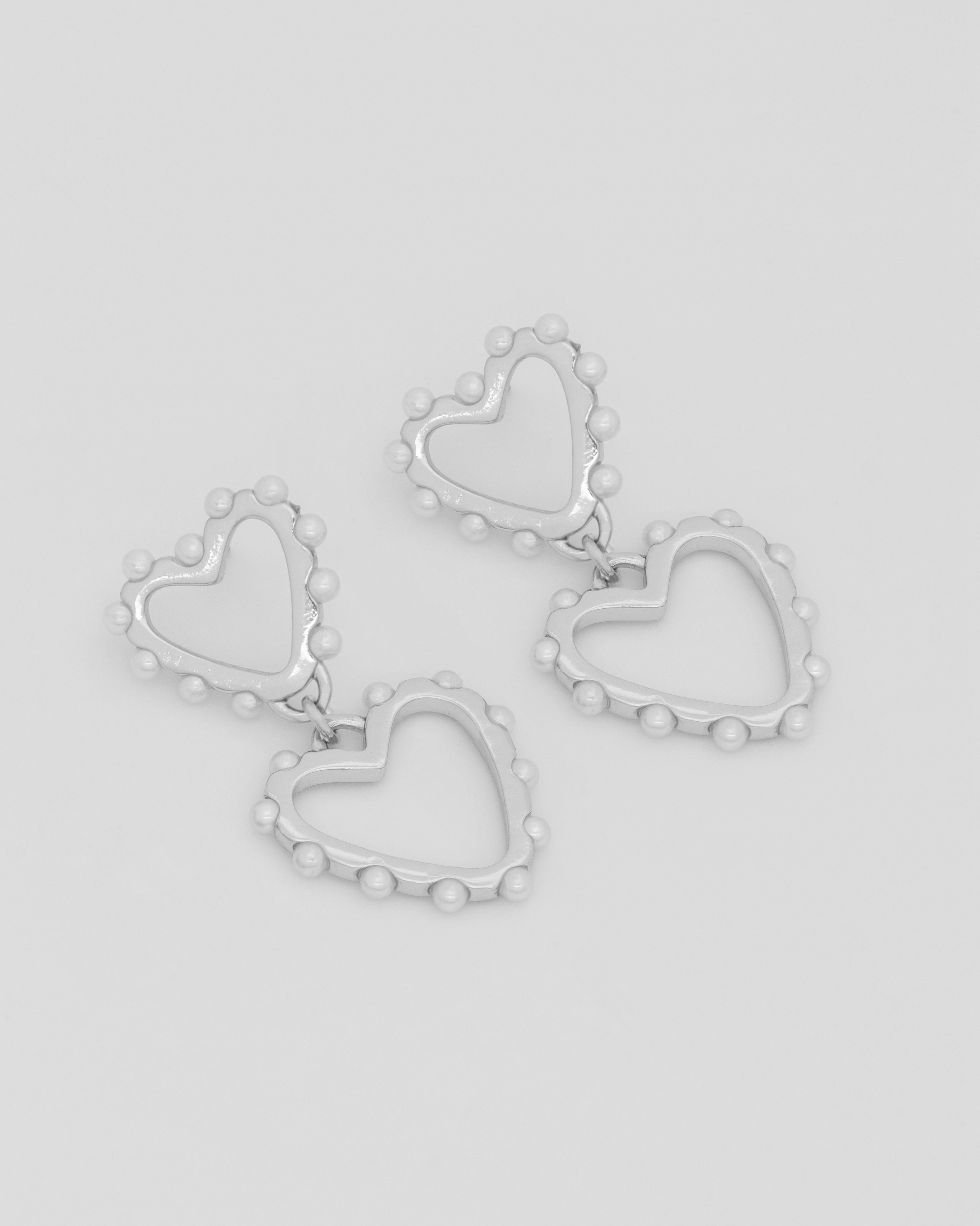 Aretes Corazón Perla Plata