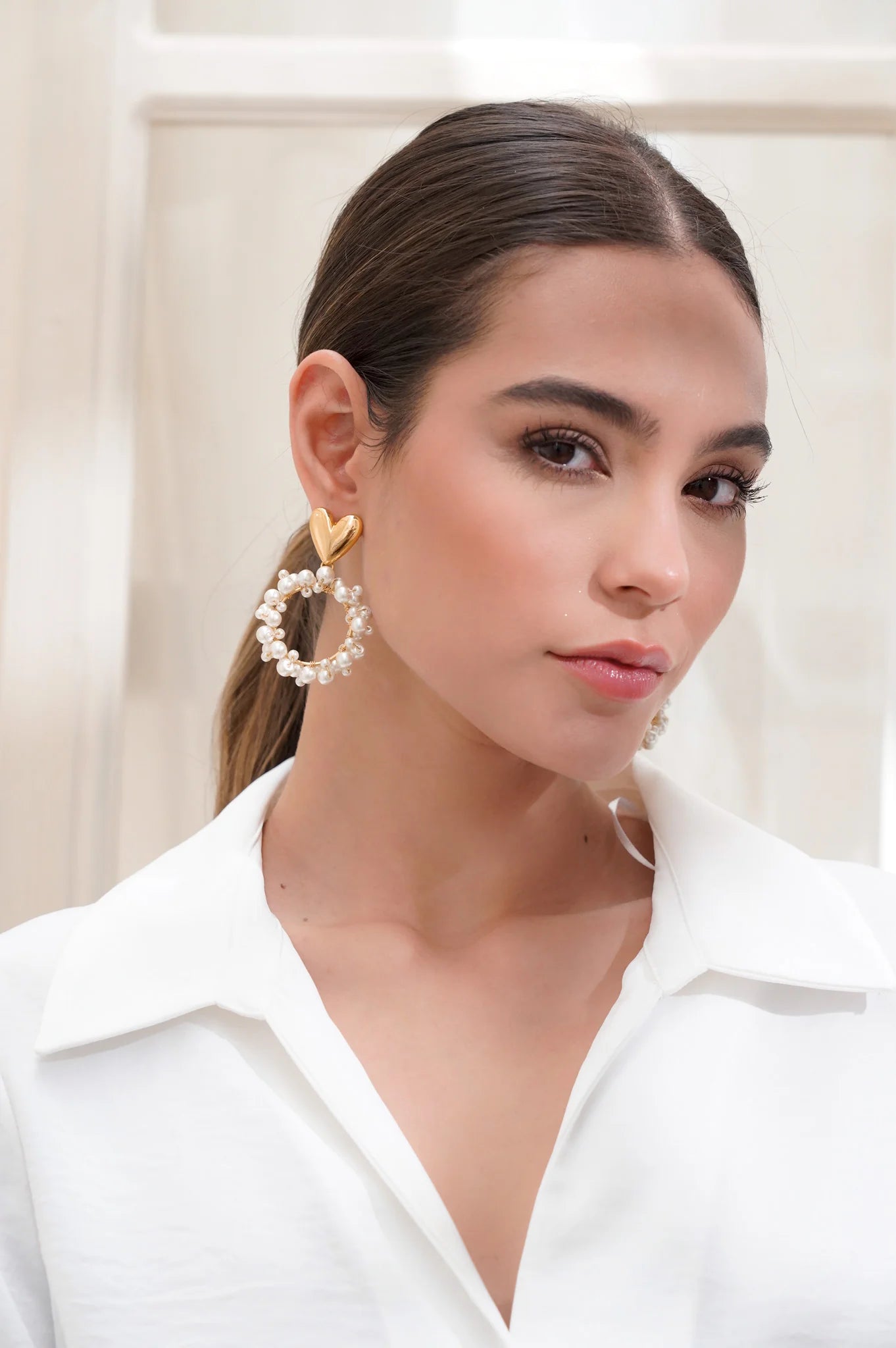 Aretes Maxi Corazón Perlas