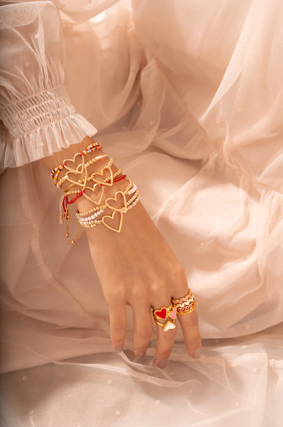 Set Pulseras *3 Heart Gold