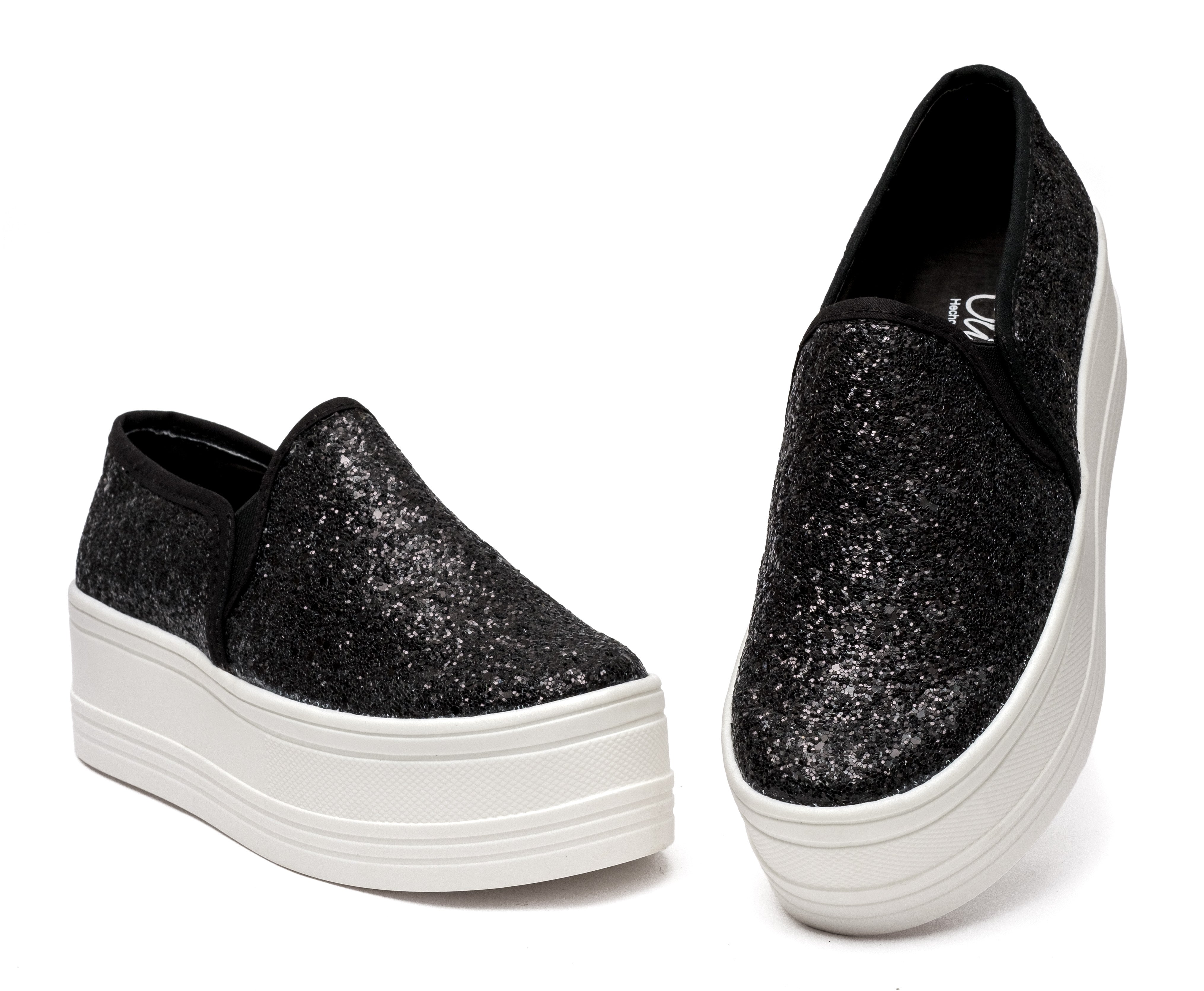 Plataforma Casual Escarcha Negro