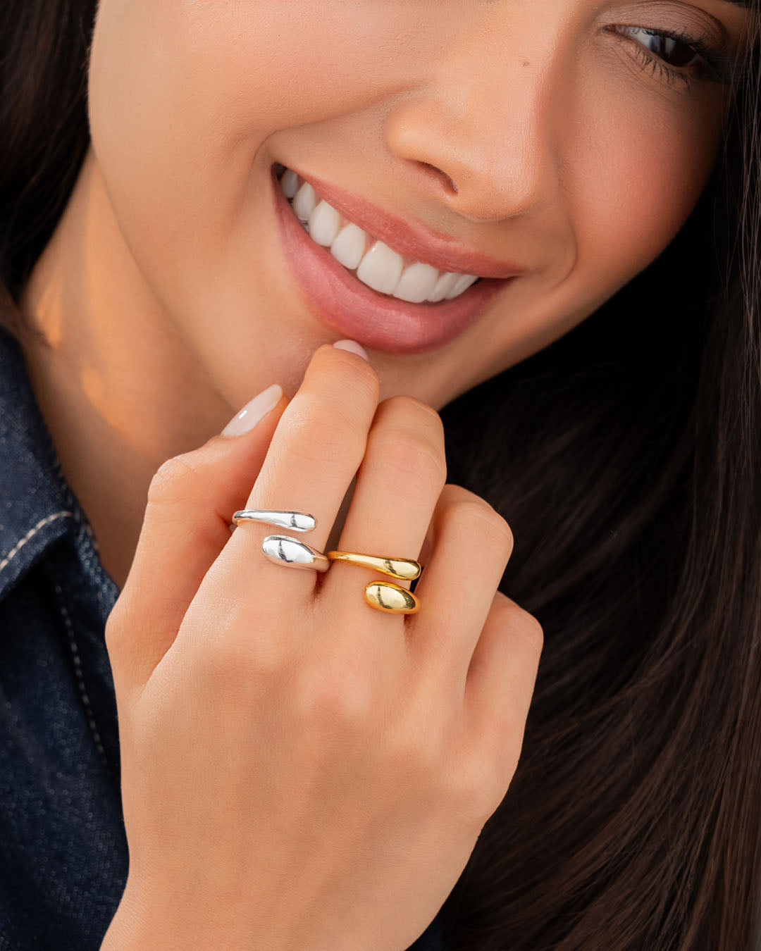 Set x 2 Anillos Mix Metales