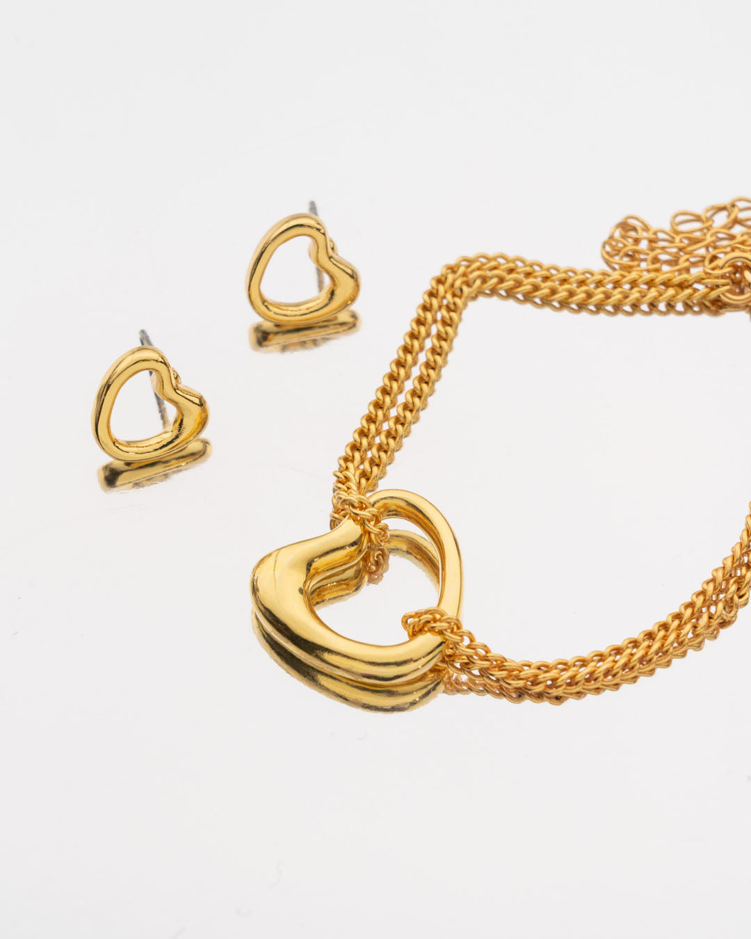 Pulsera + Aretes Corazón Amorfo Oro
