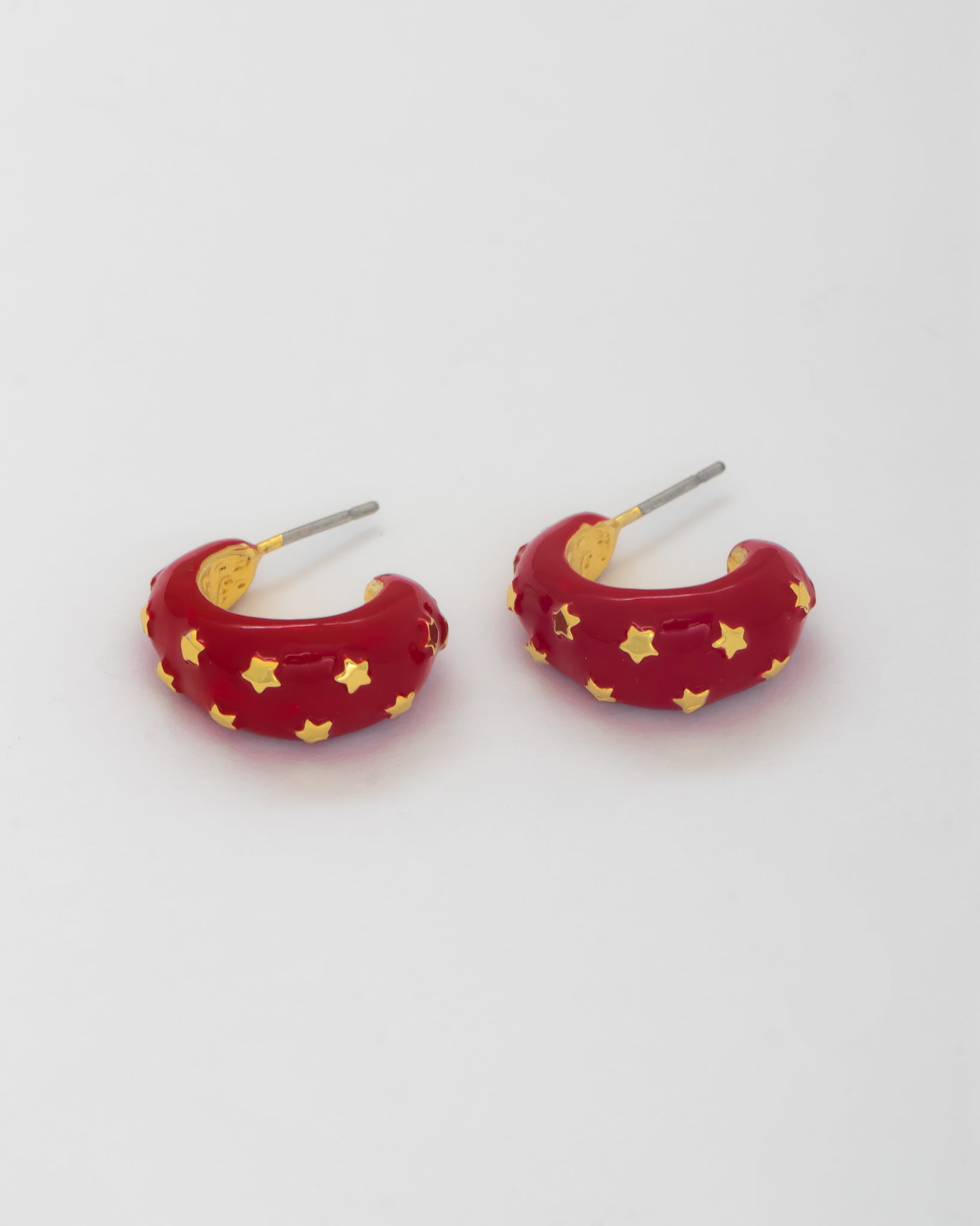 Argollas Ovalo Estrellas Rojas