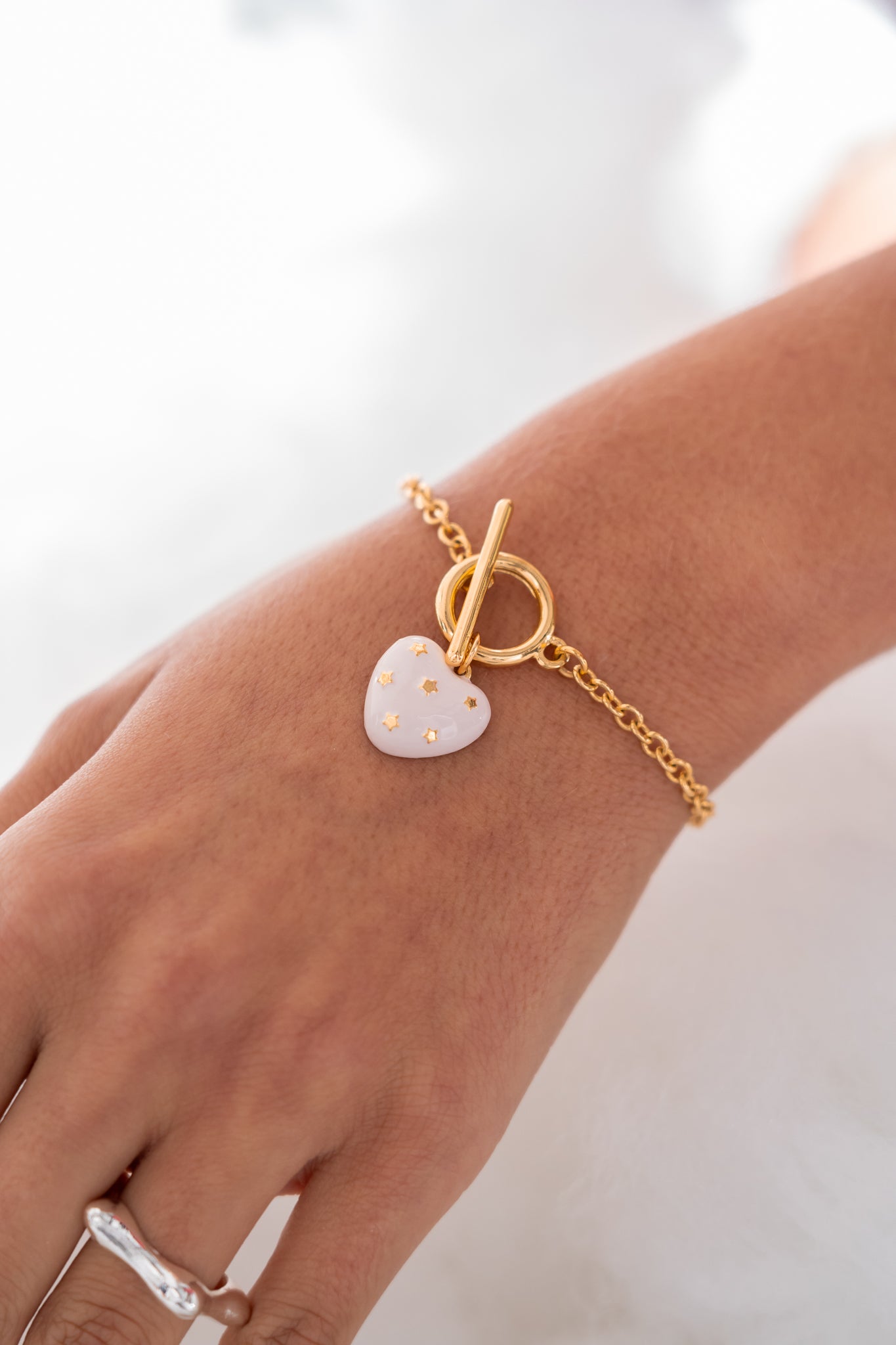 Pulsera Broche Corazón Estrellas