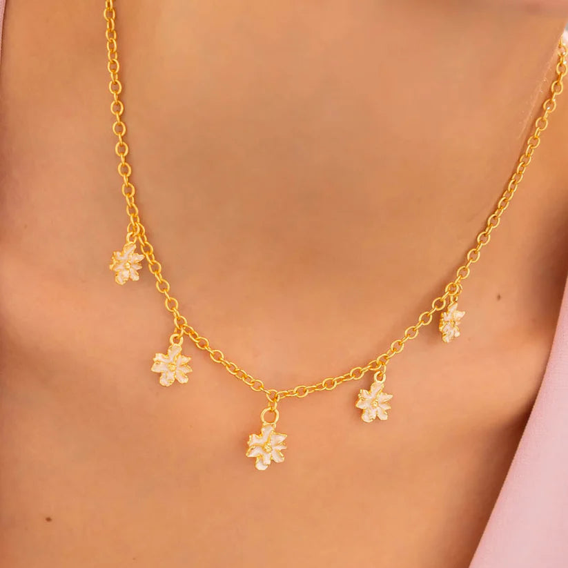 Collar Multichars Mini Flores Perladas