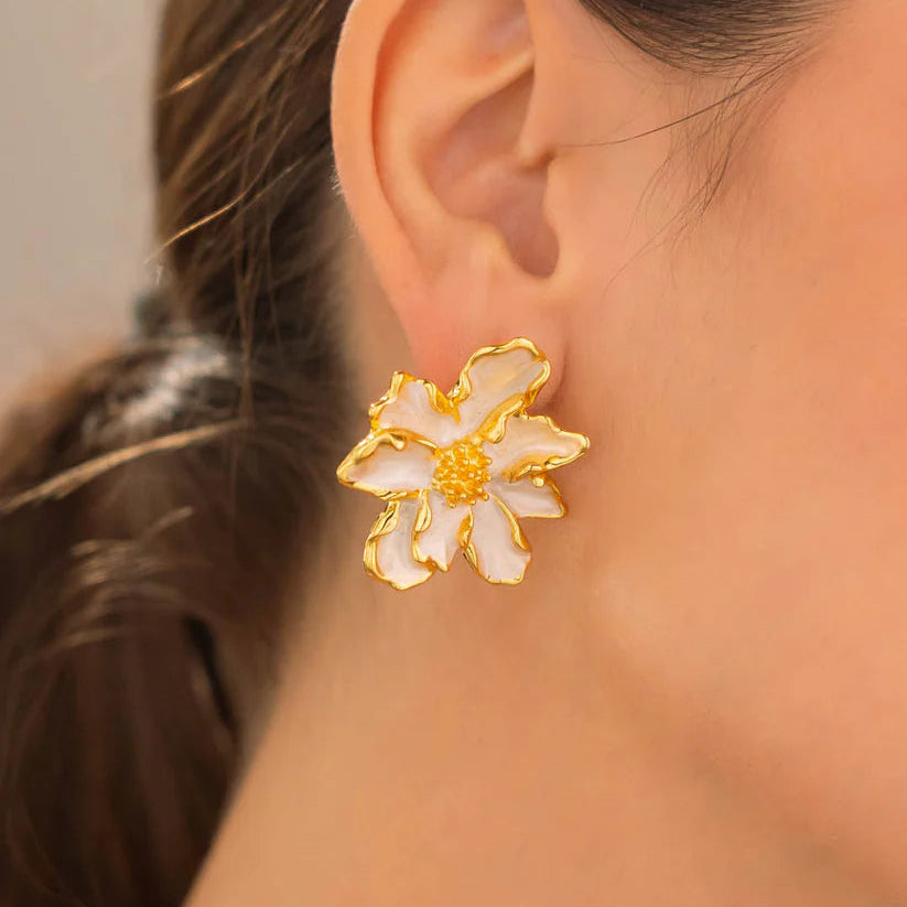 Arete Maxi Flor Perlado
