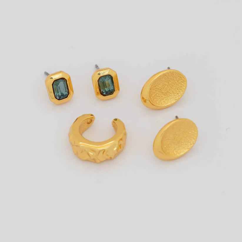 Set X3 Aretes Ovalo Texturizado
