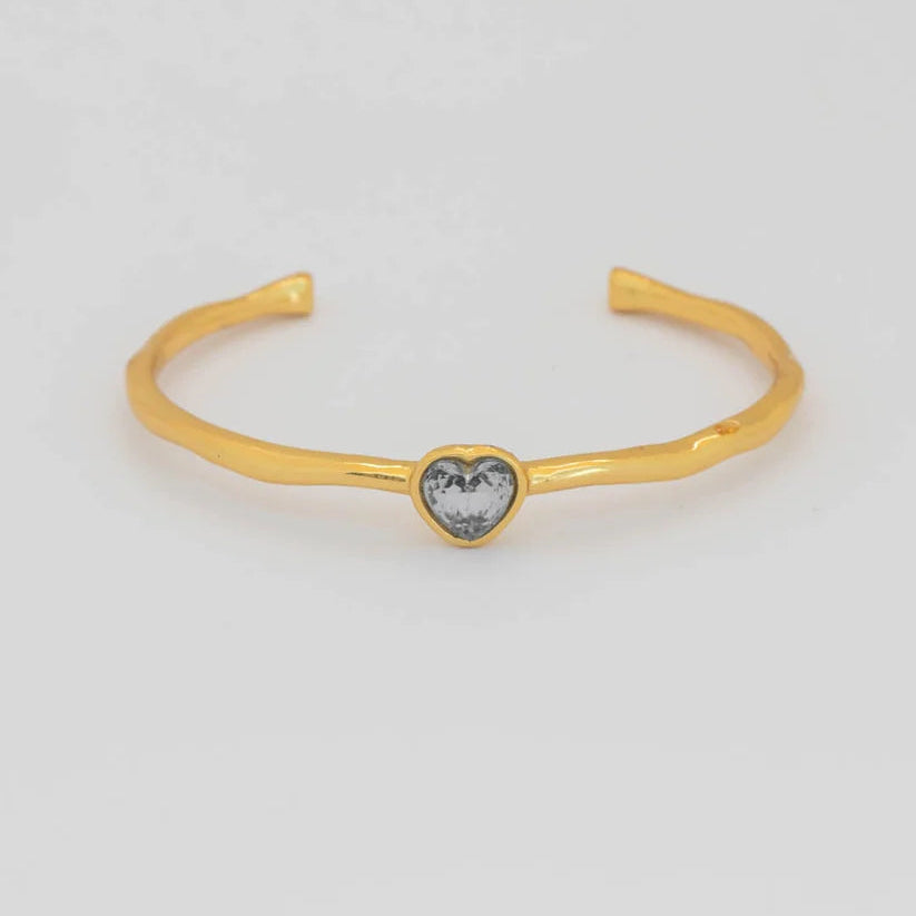 Brazalete Cristal Corazón Azul Oro