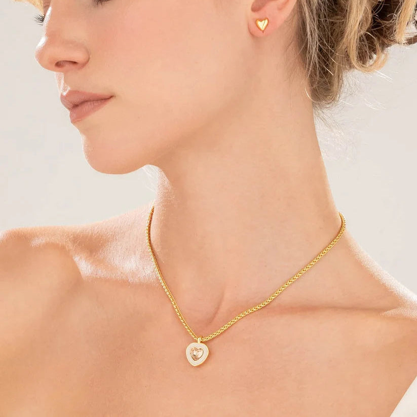 Collar Corazón Cristal Palo Rosa