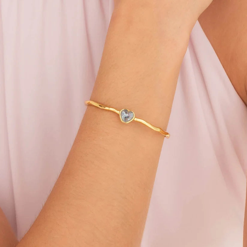 Brazalete Cristal Corazón Azul Oro