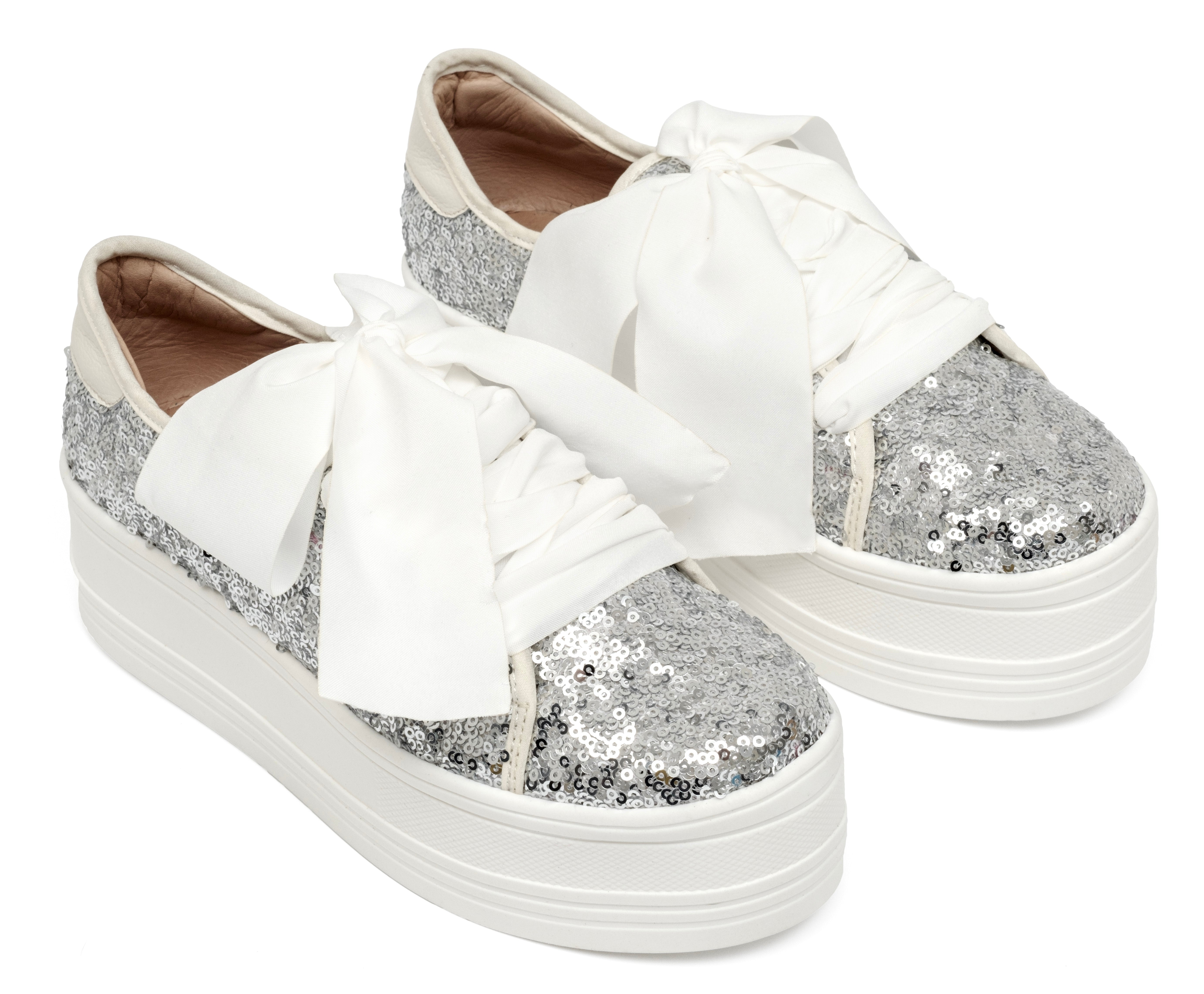 Tenis Plataforma Lentejuelas Plateado