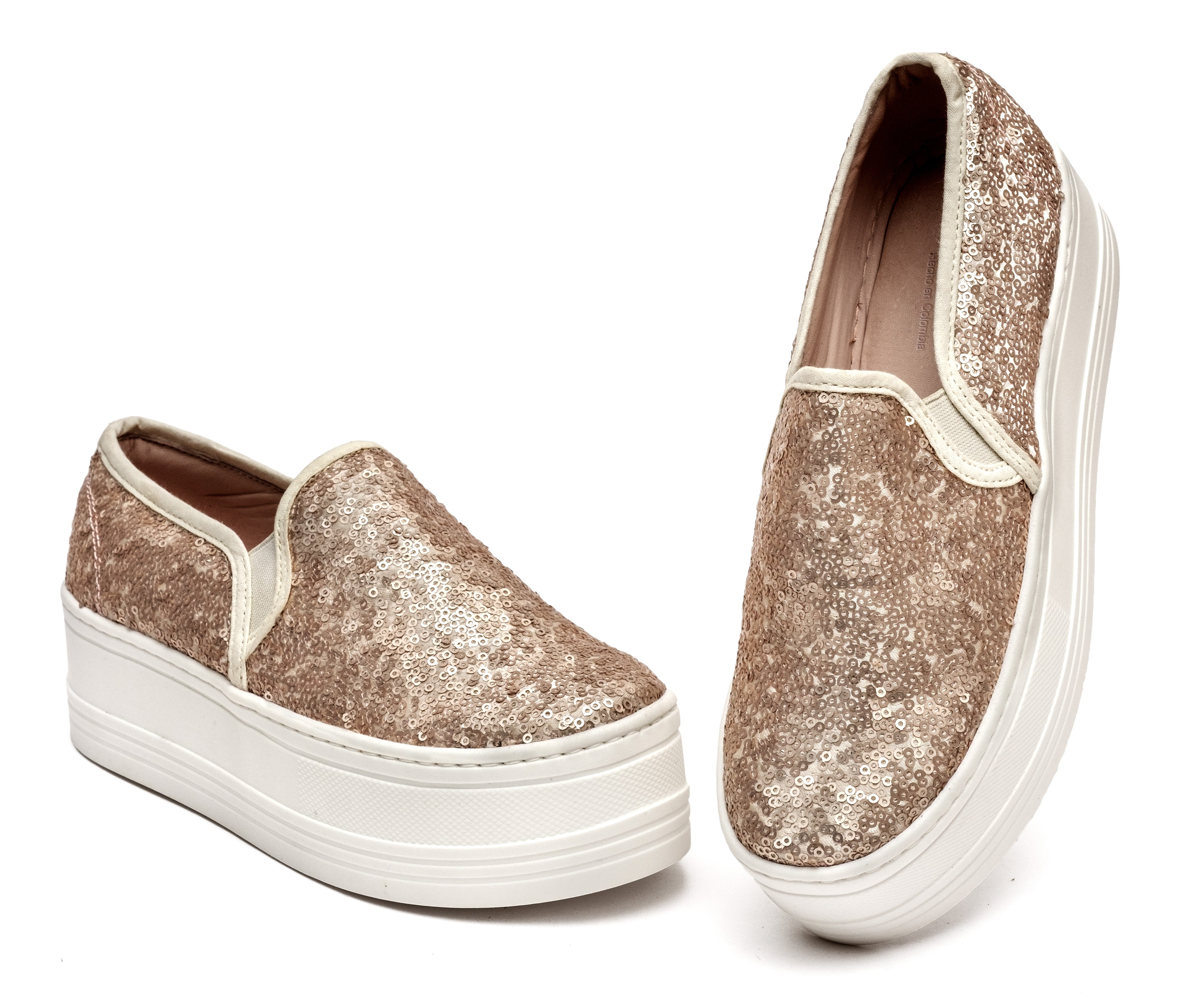 Plataforma Casual Lentejuelas Oro Rosa